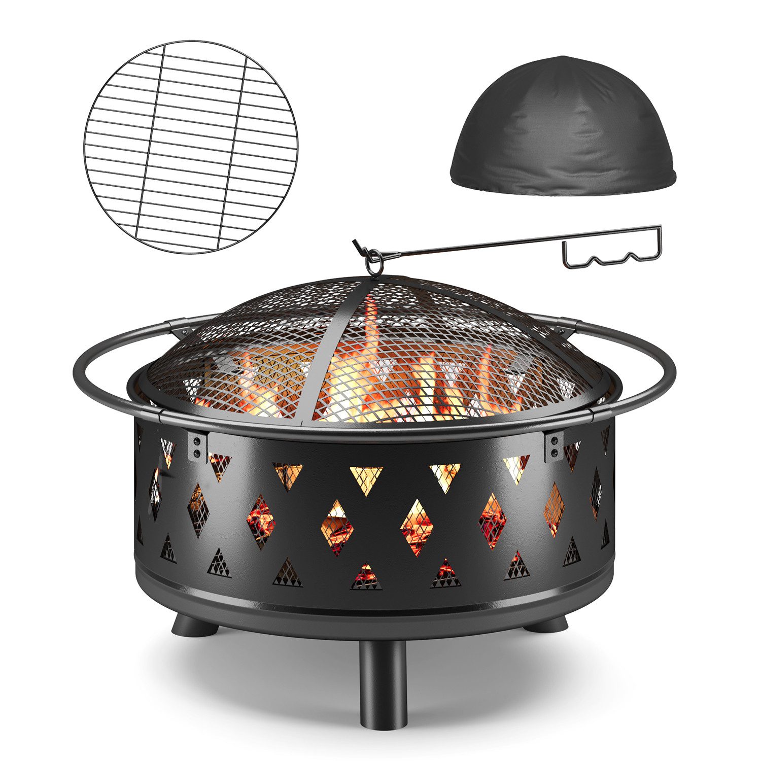 Bealife Feuerschale für den Garten,Feuerschale mit Funkenschutz,Wasserfeste günstig online kaufen