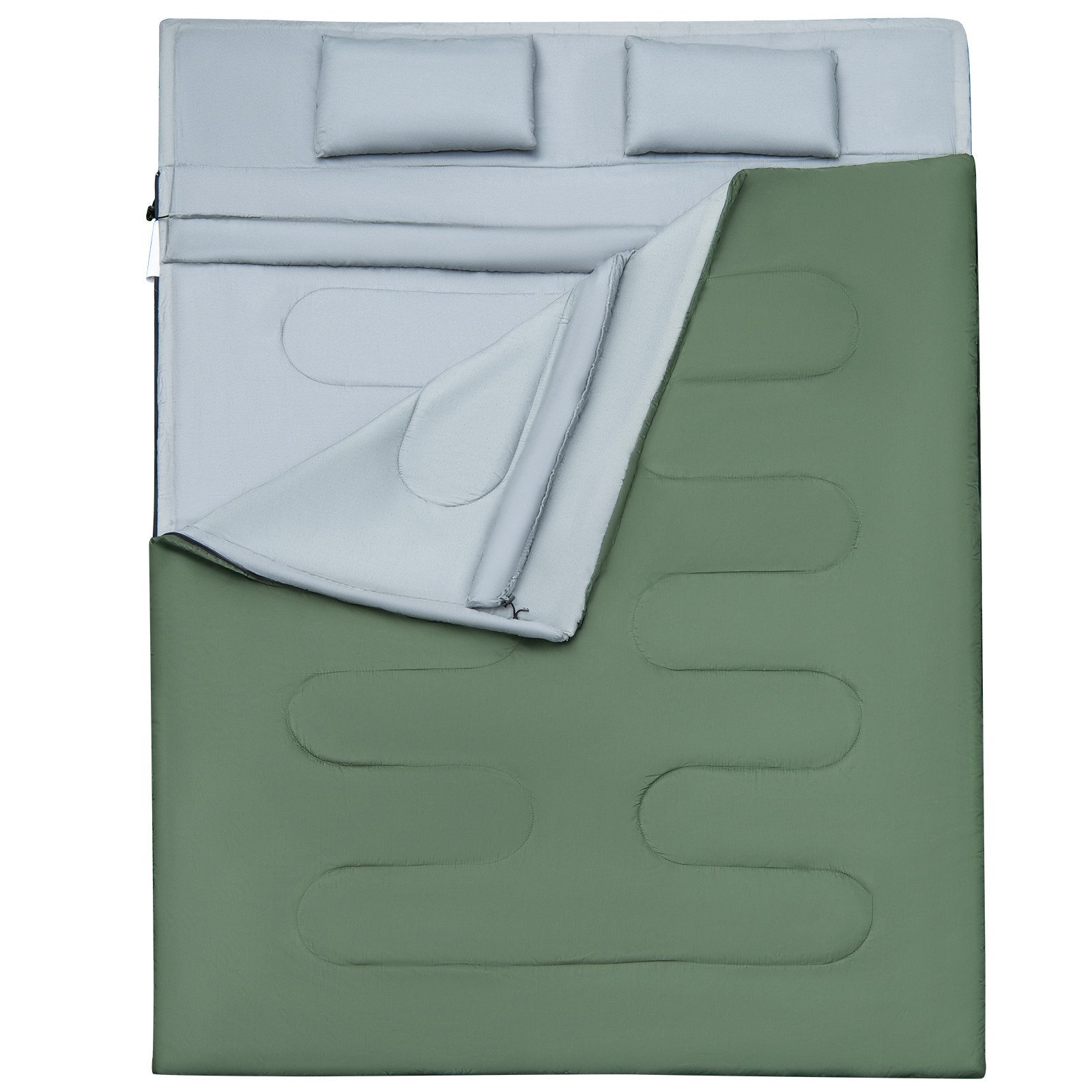 COSTWAY Doppelschlafsack, 220x150cm, 2 Personen+Kissen, 3 Jahreszeiten, 0°C günstig online kaufen