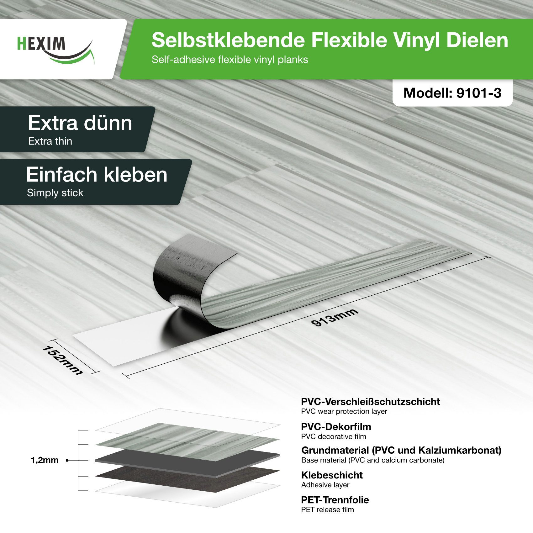 Hexim Vinylboden, Vinyldielen 0,97m² selbstklebend PVC Wandverkleidung Bode günstig online kaufen
