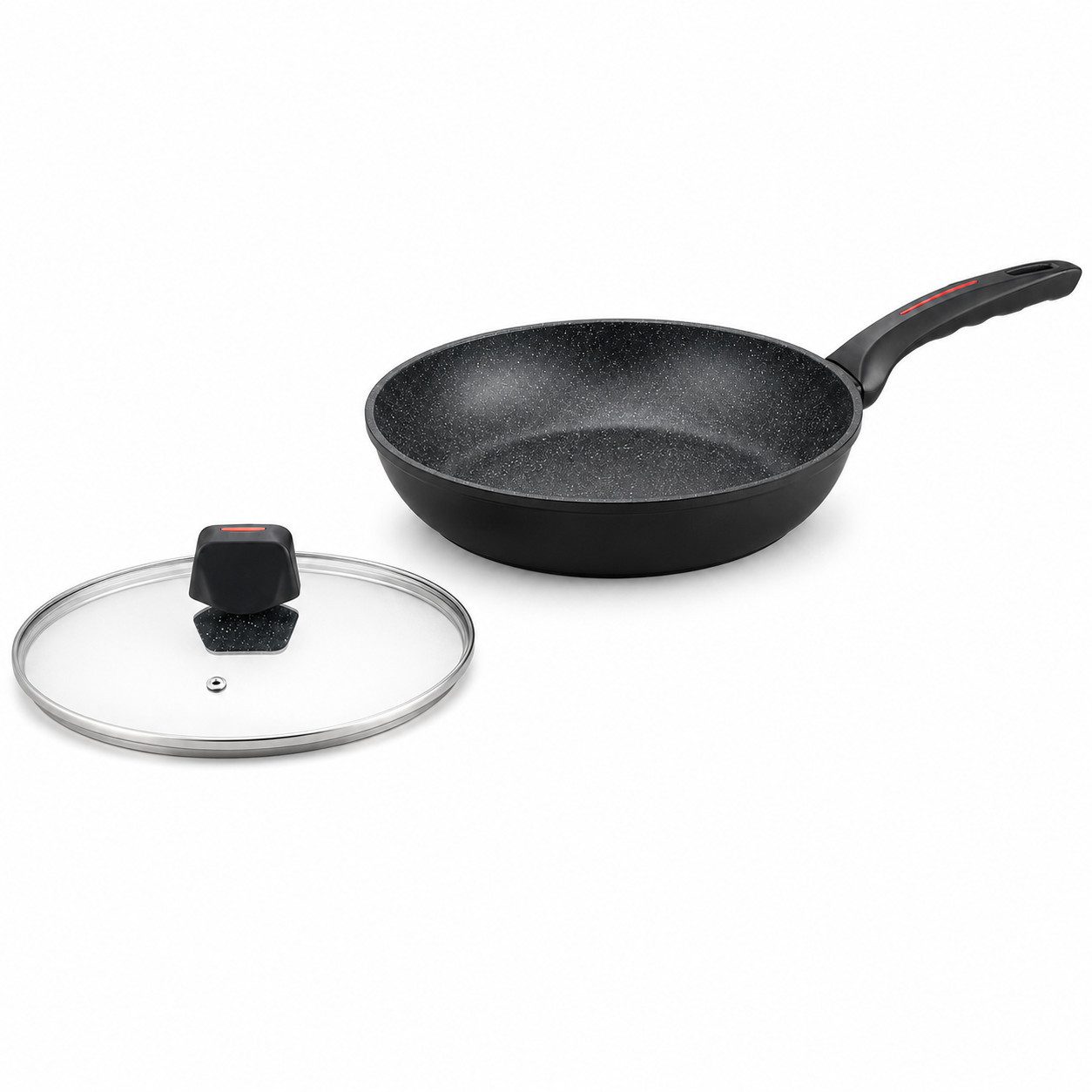 Royalty Line Topf-Set Royalty Line Pfanne RL-FWN30 Wokpfanne 30 cm mit Glasdeckel 4,4 Liter, Aluminiumguss (Set bestehend aus Wokpfanne und Deckel)
