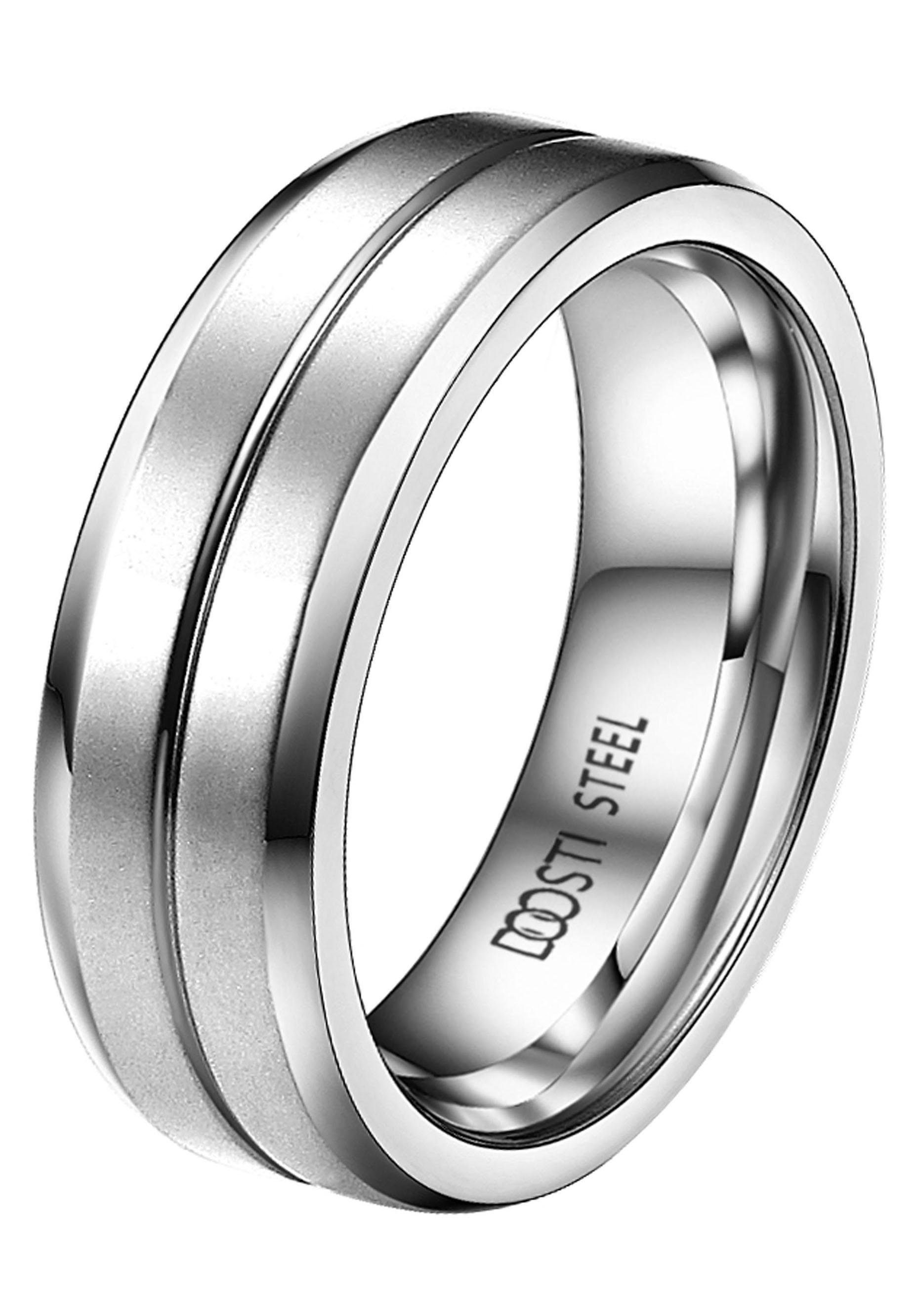 DOOSTI Trauring Schmuck Geschenk Edelstahl o. Trauring Zirkonia Partnerring ohne Ehering in Made Germany, mit LIEBE