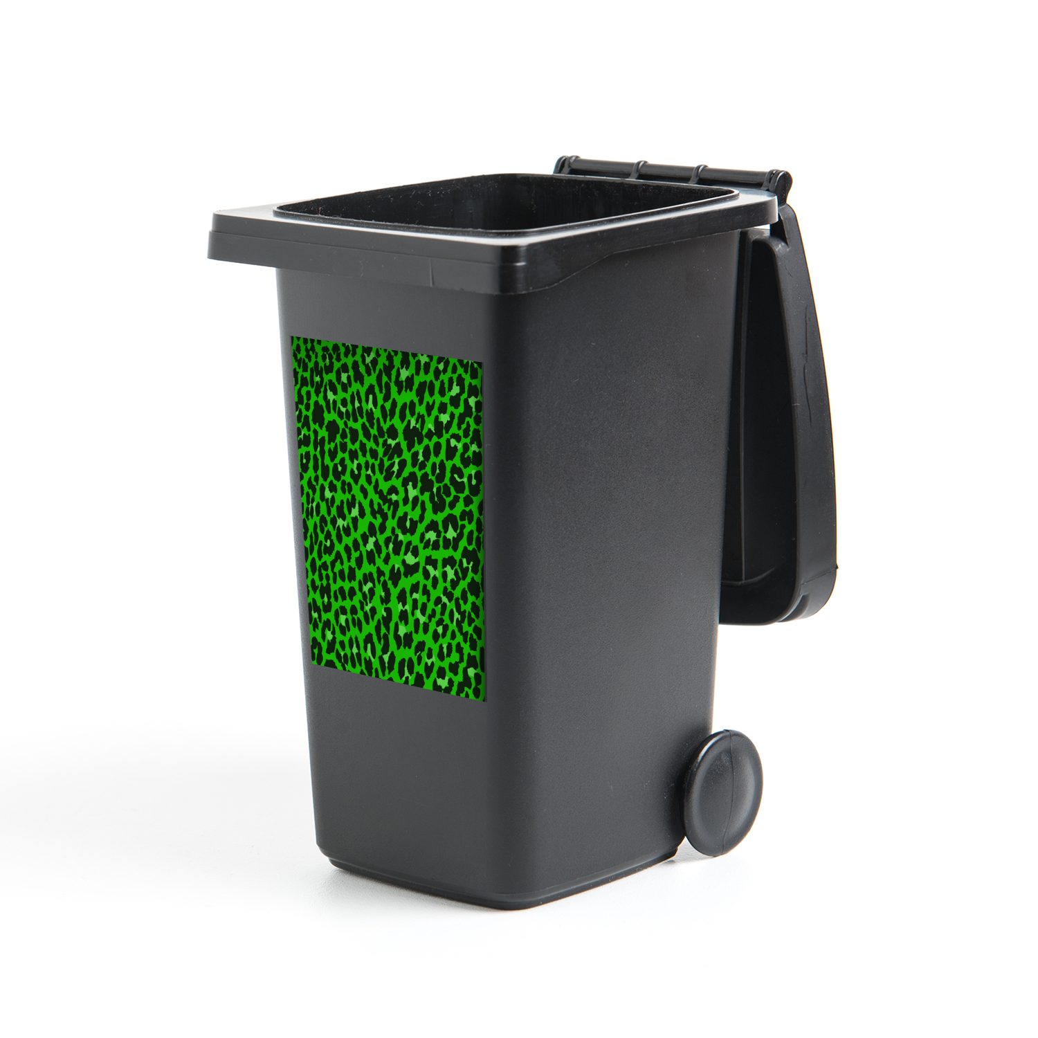 Grün - (1 Sticker, - Muster Mülleimer-aufkleber, St), Container, Leopard Wandsticker MuchoWow Abfalbehälter Mülltonne,
