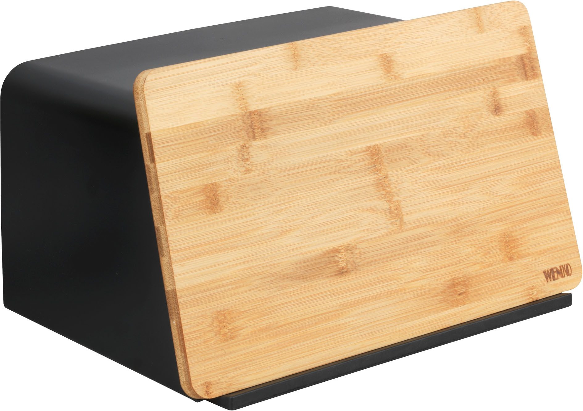 WENKO Brotkasten Modell Kubo, Bambus, Kunststoff, (1-tlg), moderne Brotbox mit integriertem Schneidebrett als Deckel