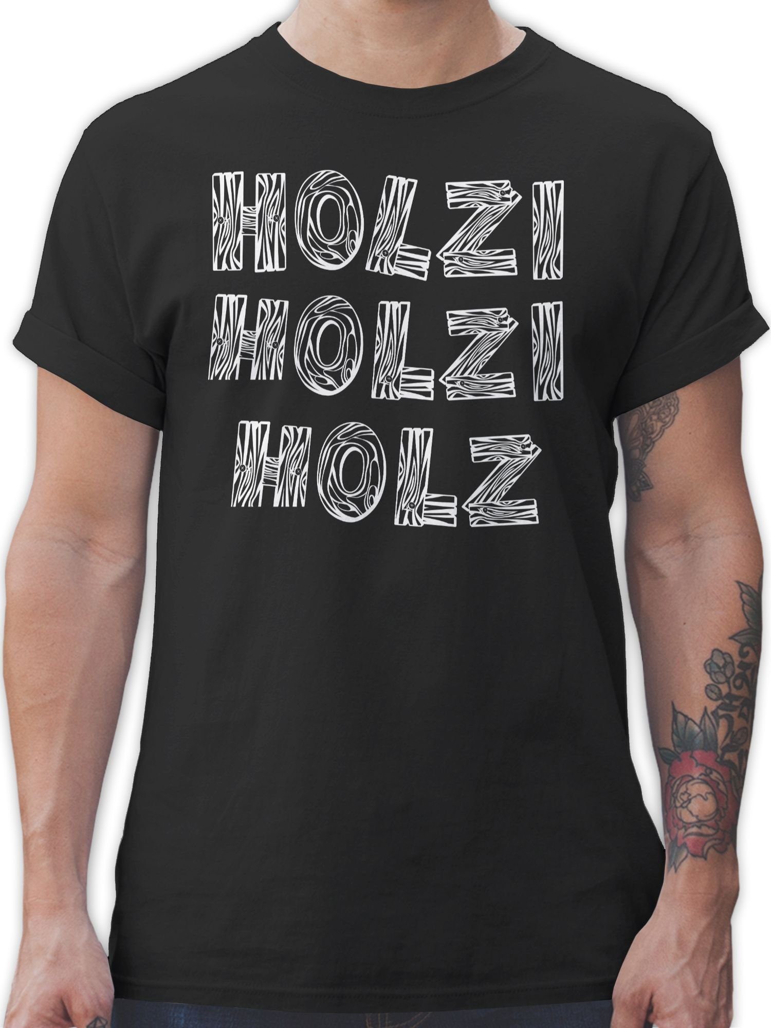 Shirtracer T-Shirt Holzi Holz Holz Schwarz Statement mit Sprüche Spruch 1