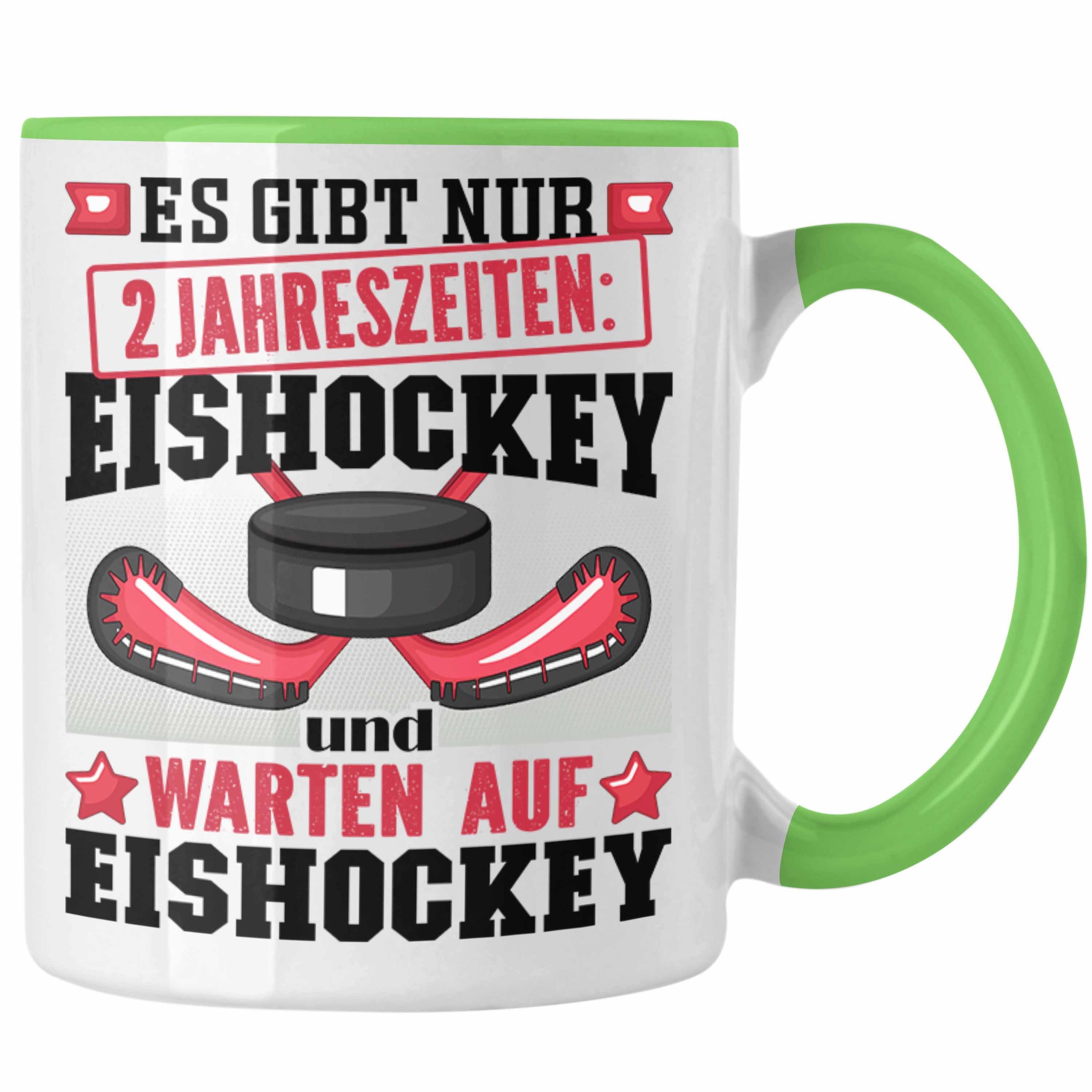 Trendation Tasse Eishockey Tasse Geschenk für Eishockey-Spieler Geschenkidee 2 Jahresze Grün