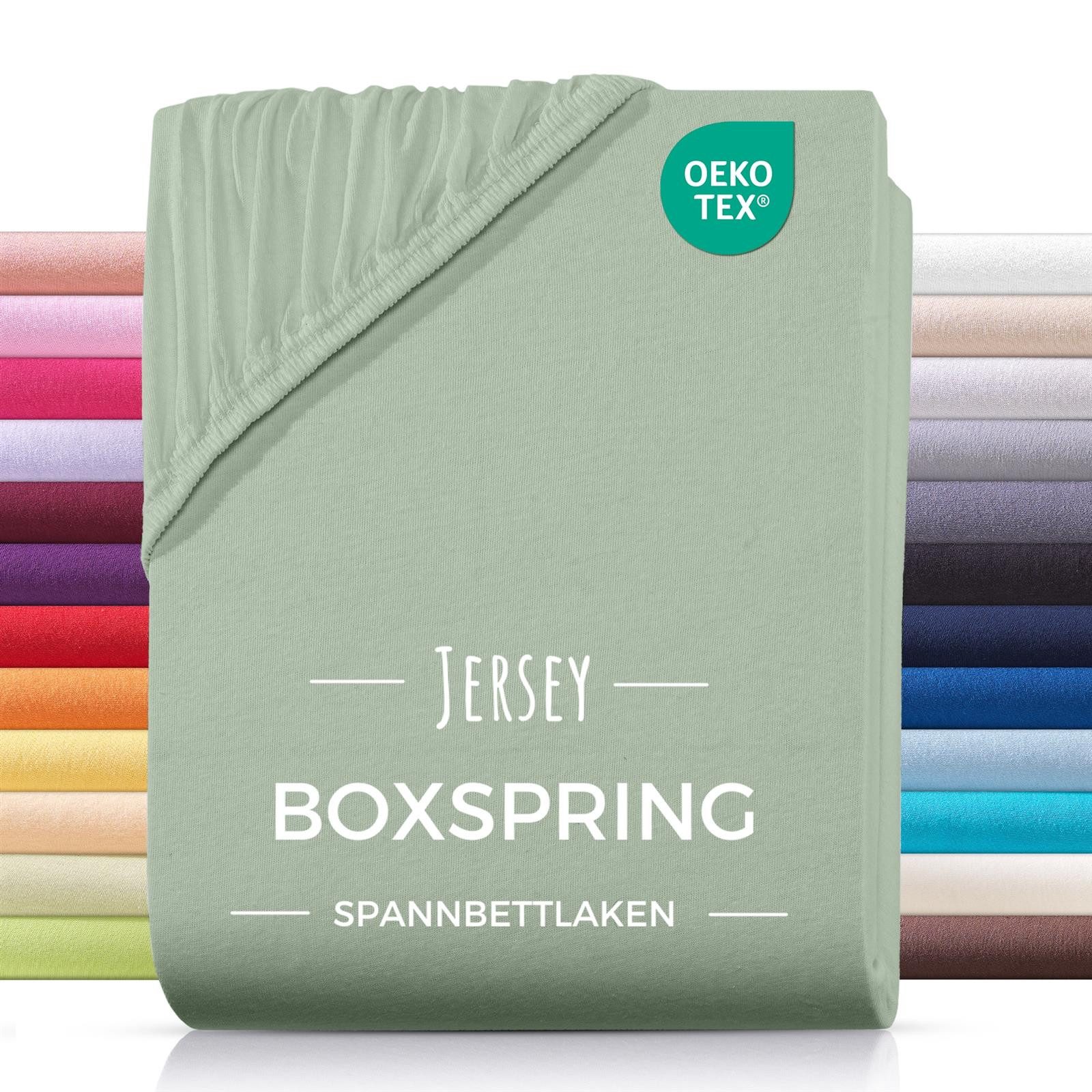 Carpe Sonno Spannbettlaken Boxspringbett Wasserbett Jersey 180x200 180x220 200x200 200x220, Jersey, Gummizug: rundum, (1 Stück), Bettlaken Baumwolle Matratzenbezug hohe Matratzen bis 32cm