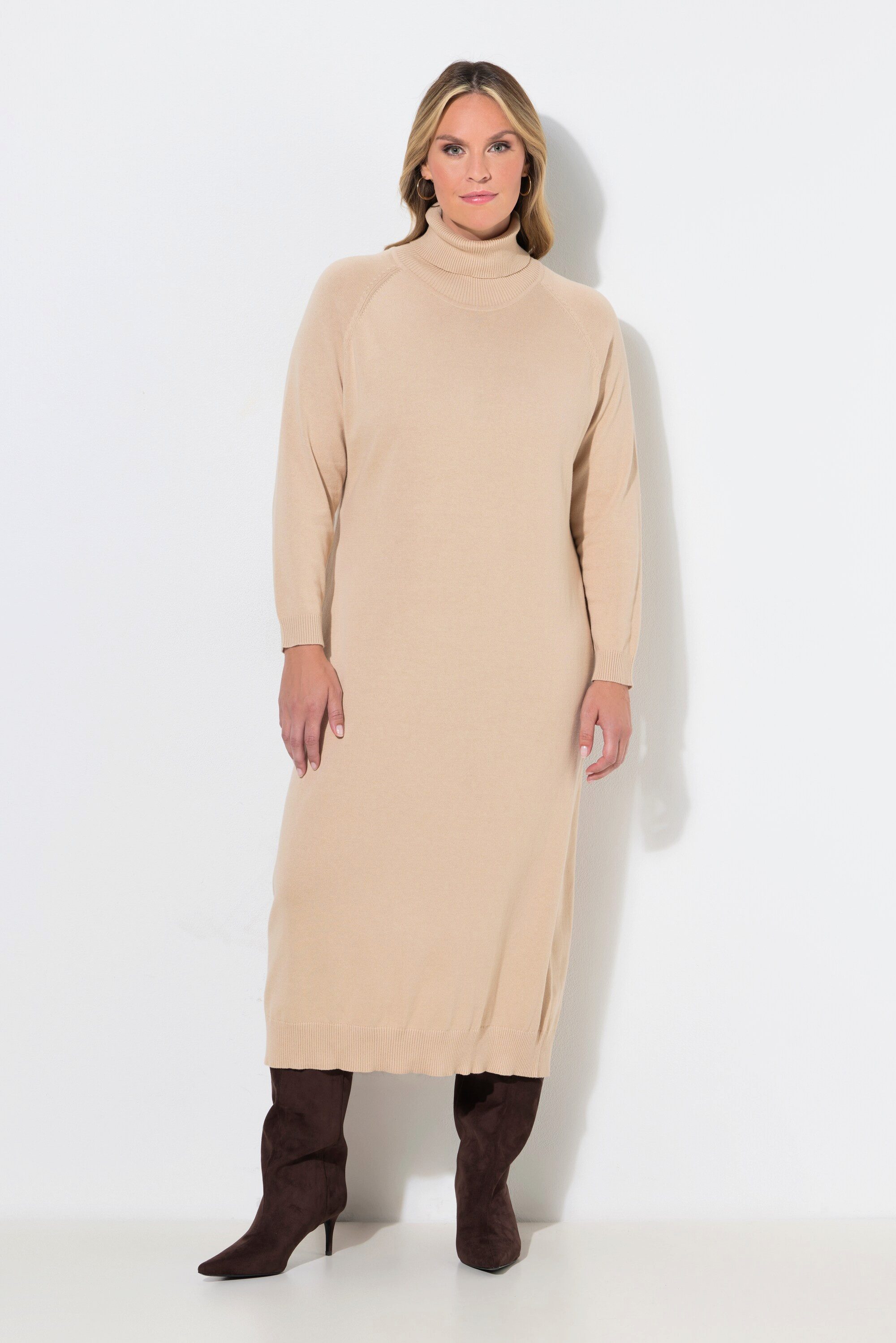 MIAMODA Strickkleid Maxi-Strickkleid Loose Fit Rollkragen Langarm