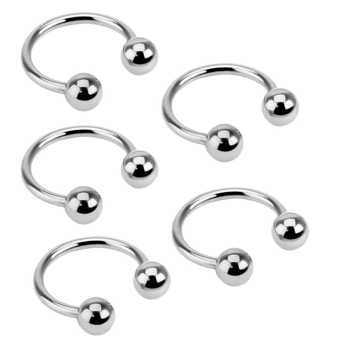 viva-adorno Nasenpiercing-Set Hufeisen Piercing Edelstahl Kugeln Lippenpiercing Augenbrauenpiercing (Set, 5-tlg), Hufeisen Ring für Septum, Lippe, Augenbraue 5x silber