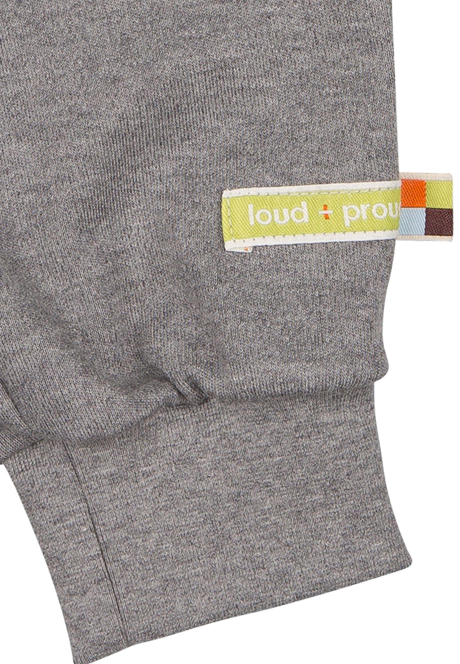 loud + proud Sweathose GOTS Bio-Baumwolle Umschlagbund Grey zertifizierte mit