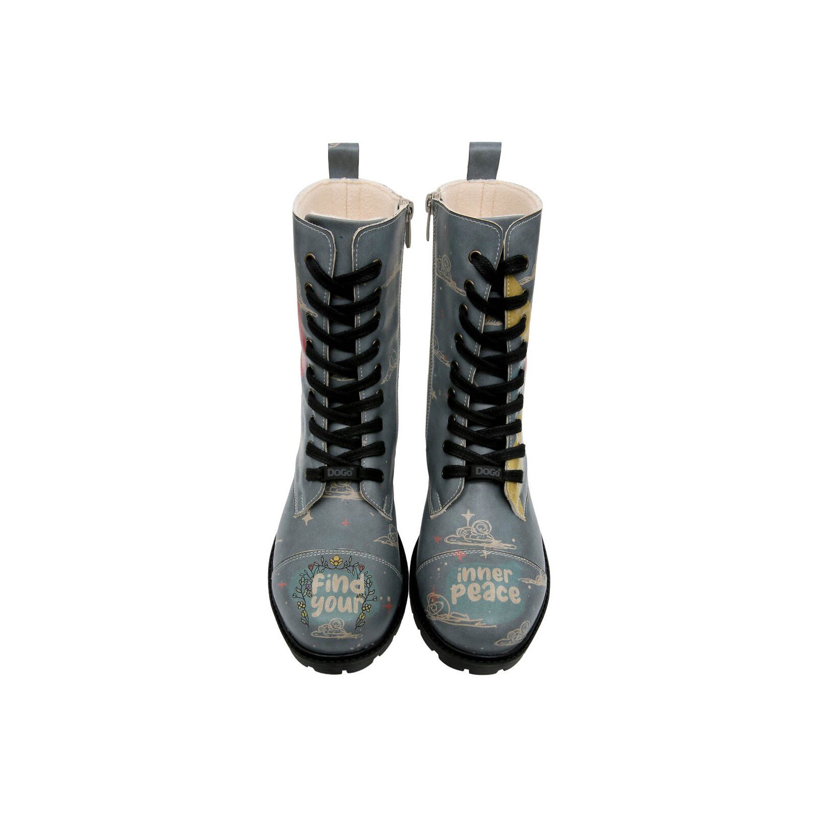 DOGO Zipsy High-Top Boots Find Your Inner Peace Damen Stiefeletten Schnürboots Handgefertigt