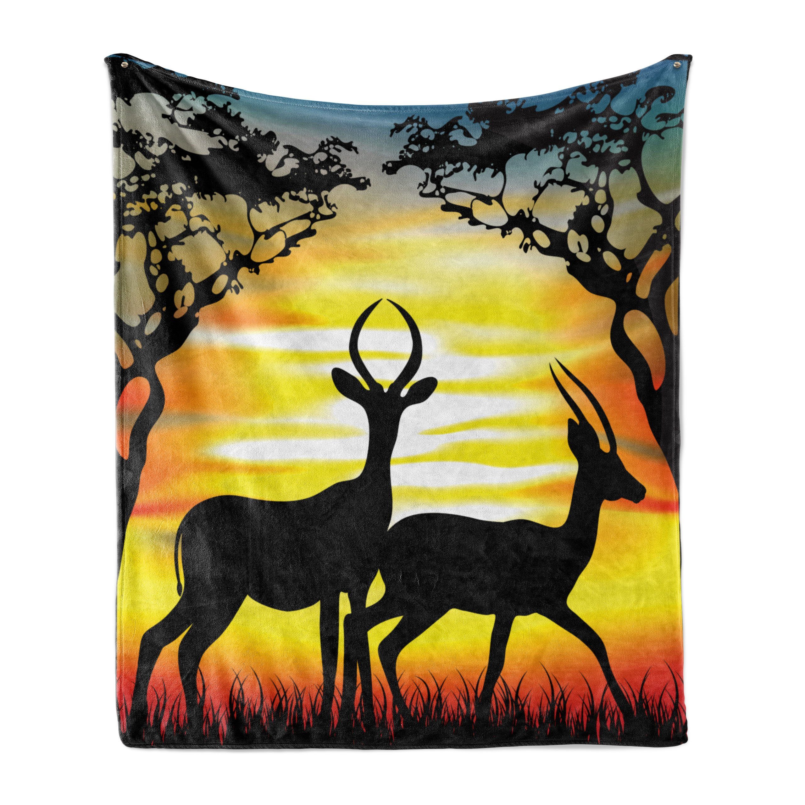 Antilope Sonnenuntergang Gemütlicher Außenbereich, Wohndecke den auf Abakuhaus, Innen- und Tiere für Plüsch