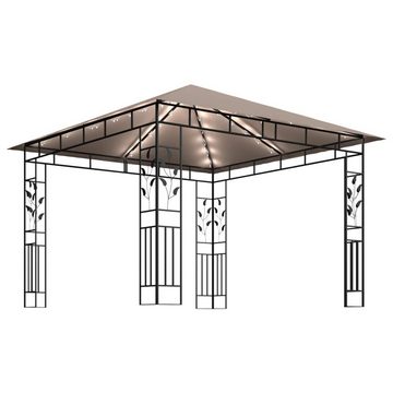 vidaXL Partyzelt Pavillon mit Moskitonetz & LED-Lichterkette 3x3x2,73 m Taupe