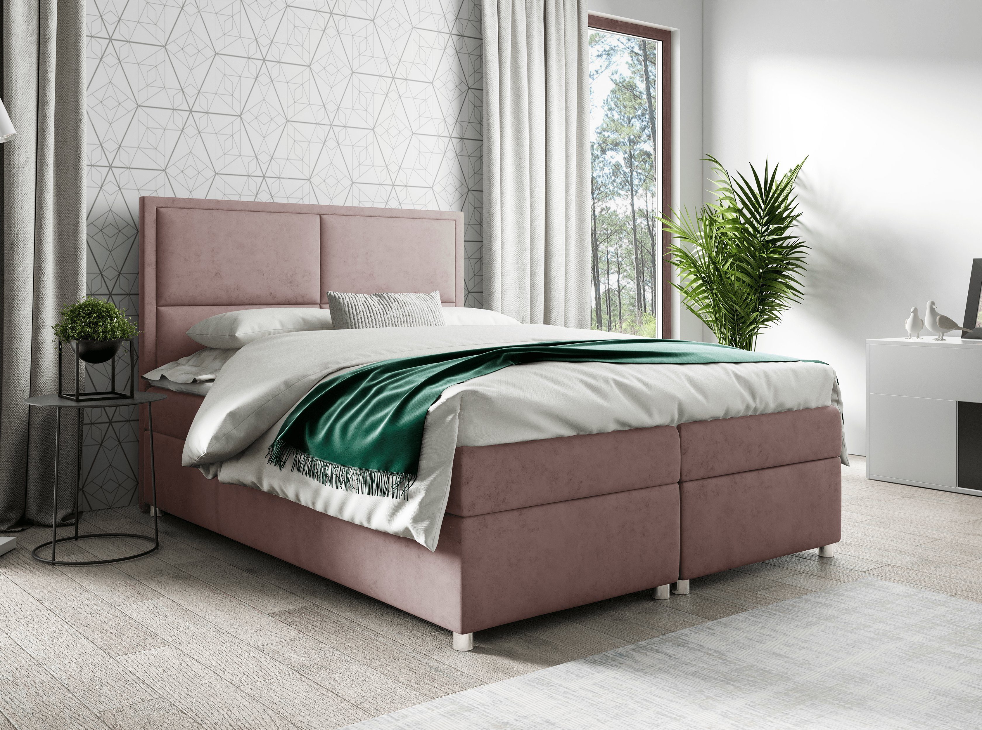 Best for Home Boxspringbett Trinity Bettkasten Grau mit K11, Topper und