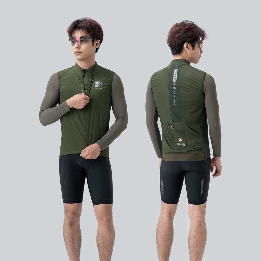 ROCKBROS Funktionsweste Radweste Sportweste (Spar-Set, 1-tlg) atmungsaktiv, reflektierend, 3 Rücktaschen