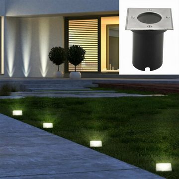 oyajia LED Einbauleuchte LED Bodeneinbaustrahler Aussen GU10 Fassung 230V AC IP65 Bodenstrahler, LED wechselbar, LED Bodenbeleuchtung Aussen Rund / Quadrat, Bis zu 200 kg Belastbar