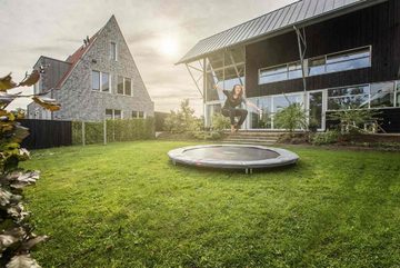 Berg Bodentrampolin BERG Trampolin InGround rund 380 cm grau ohne Netz Favorit Sports