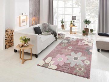 Kinderteppich Johanna, Lüttenhütt, rechteckig, Höhe: 14 mm, Design mit Blumen, ideale Wende-Teppiche fürs Kinderzimmer