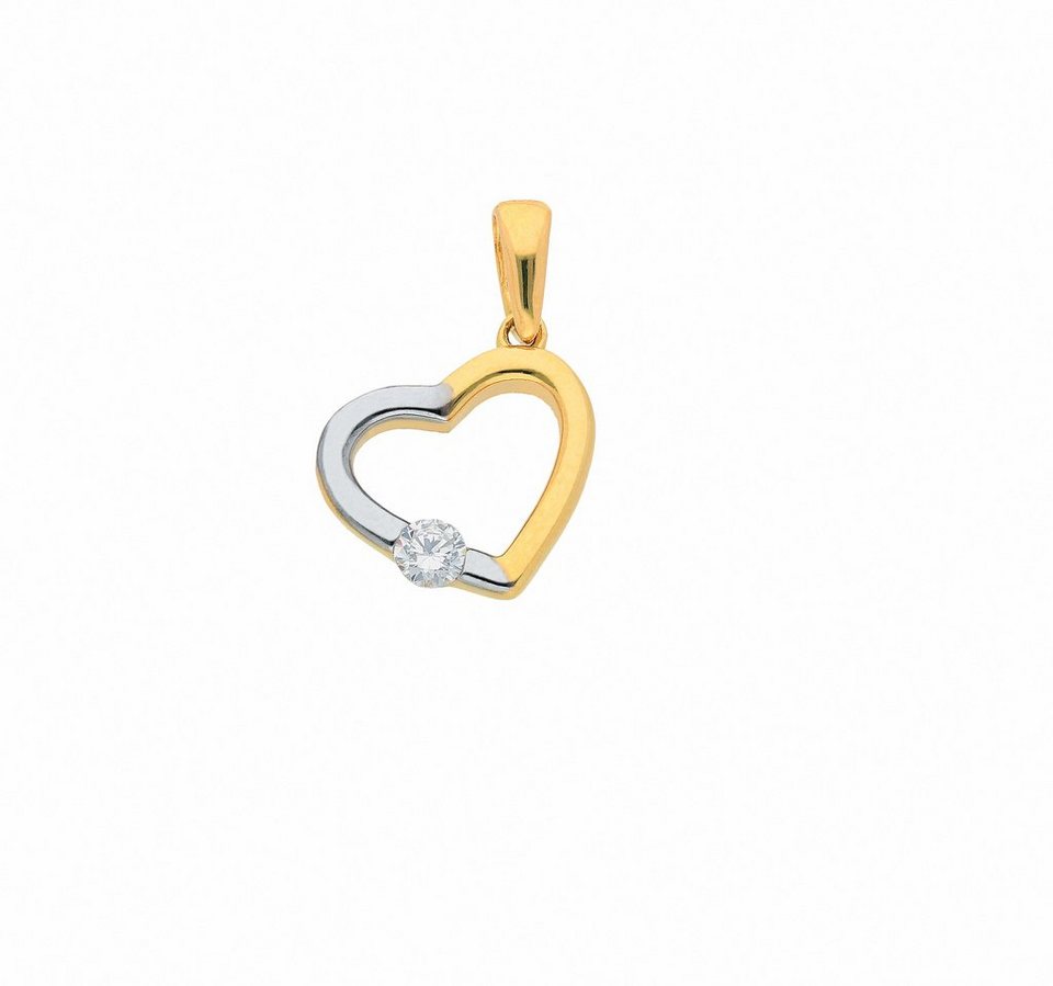 Adelia´s Kettenanhänger 585 Gold Anhänger Herz mit Zirkonia, mit Zirkonia  Goldschmuck für Damen, Schmuck vom Hersteller mit 70 jähriger Tradition