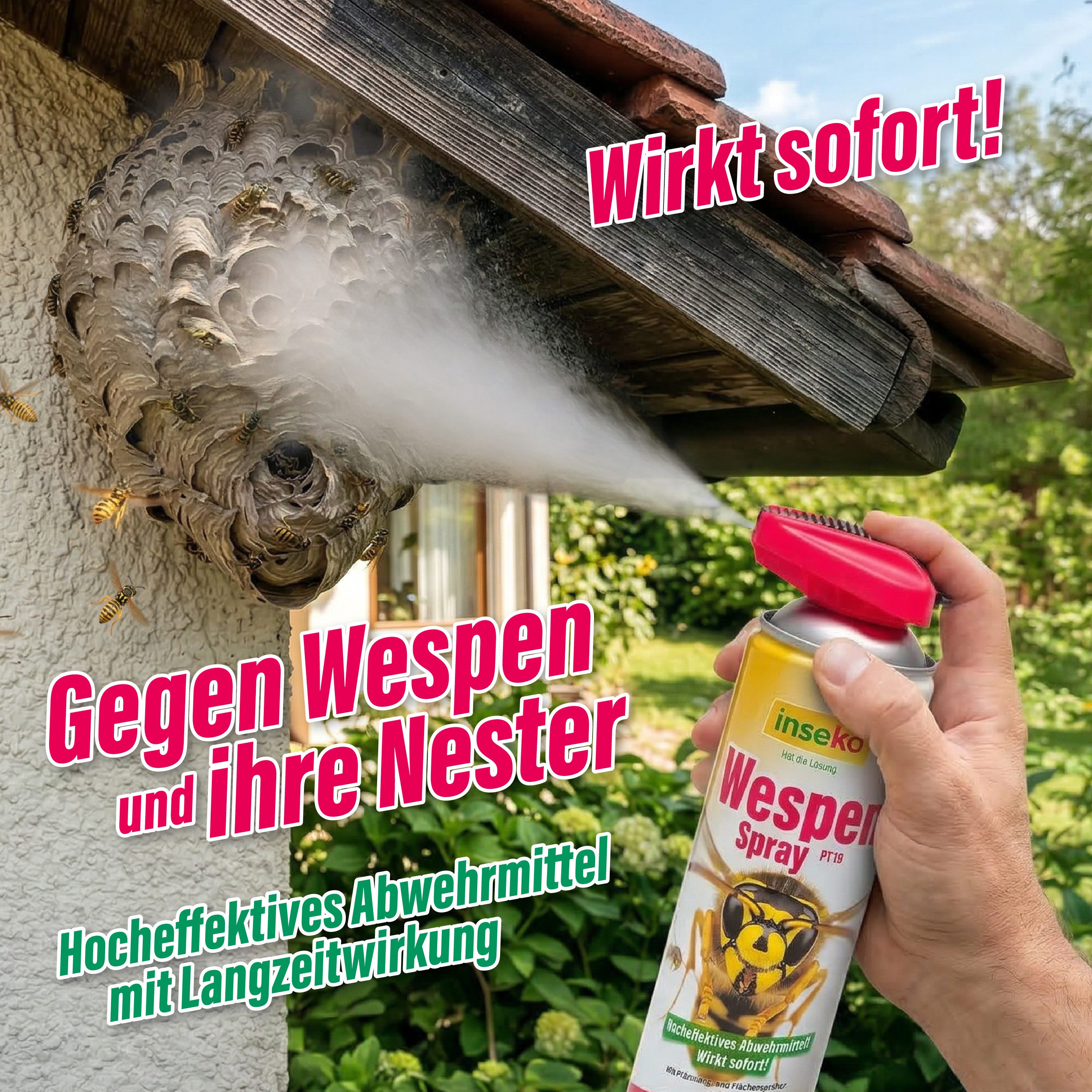 Inseko Wespenspray 1x inseko Wespenspray 500 ml - effektive Sofortwirkung (PT19), 1-St., gegen Wespen und Wespennester