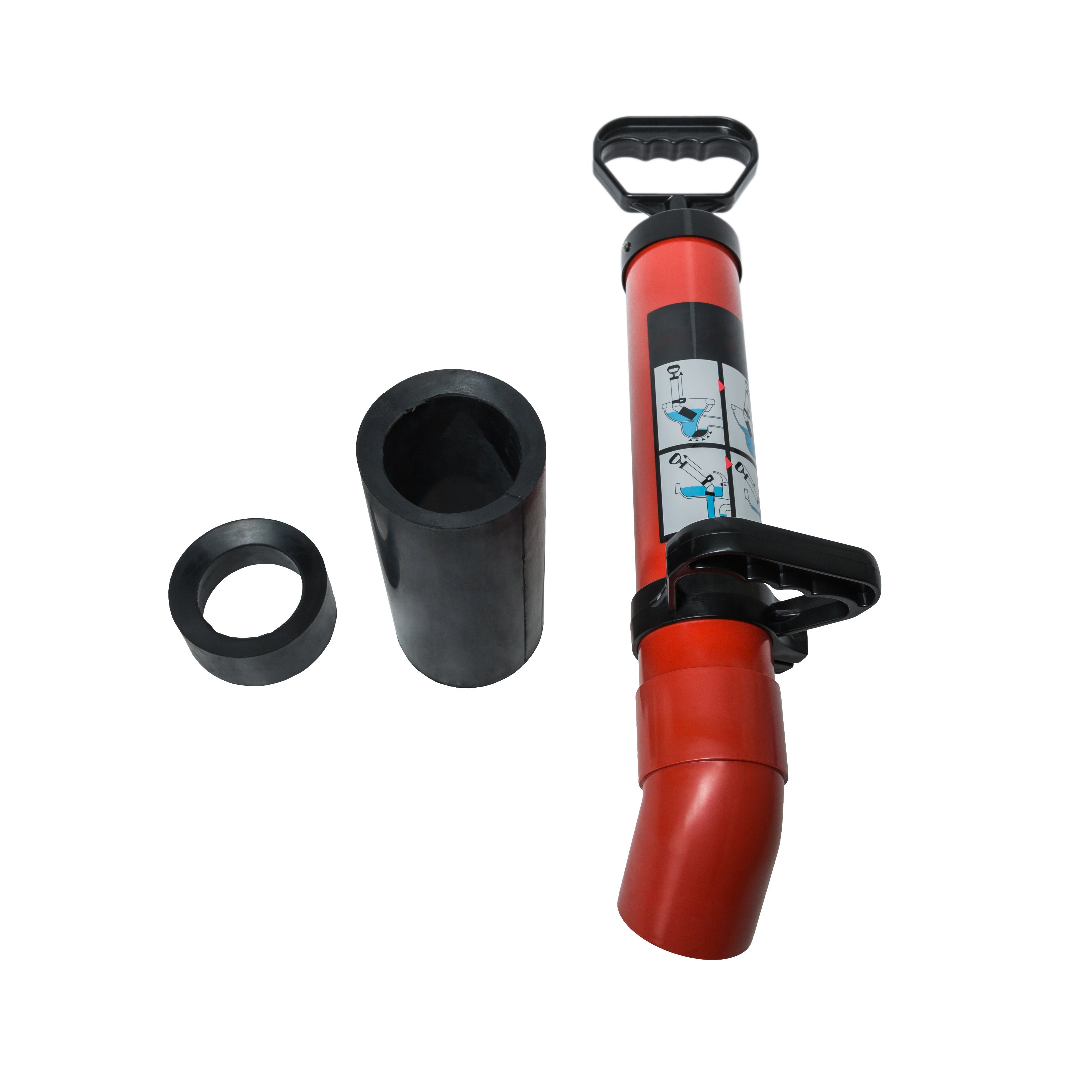 Perfect jso Rohrreinigungspumpe Ø70mm, Hochdruck Rohrreinigung und effektive Abflussreinigung Set, (Set, 3-tlg), inkl. 2 Aufsätze für Abfluss, Toilette & Dusche I Made in Germany