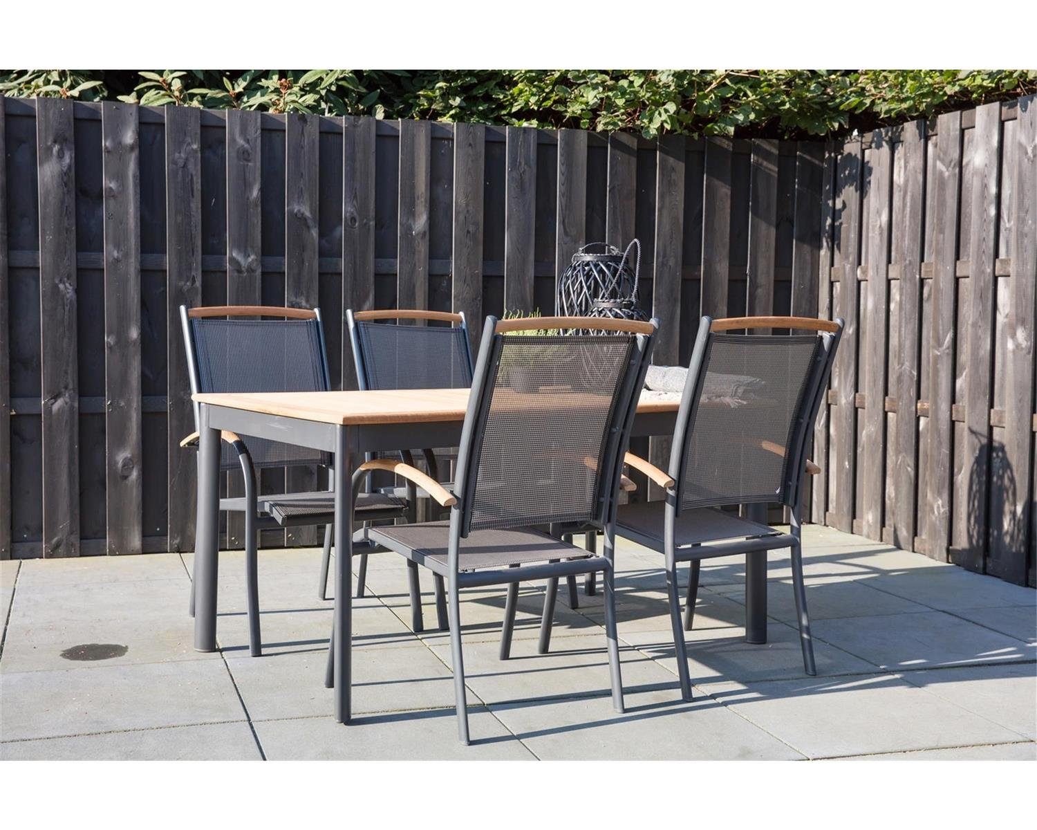 Gartentisch Lesli Lesli "Monza" mit Teak 150x90cm Aluminium Diningtisch Living Living