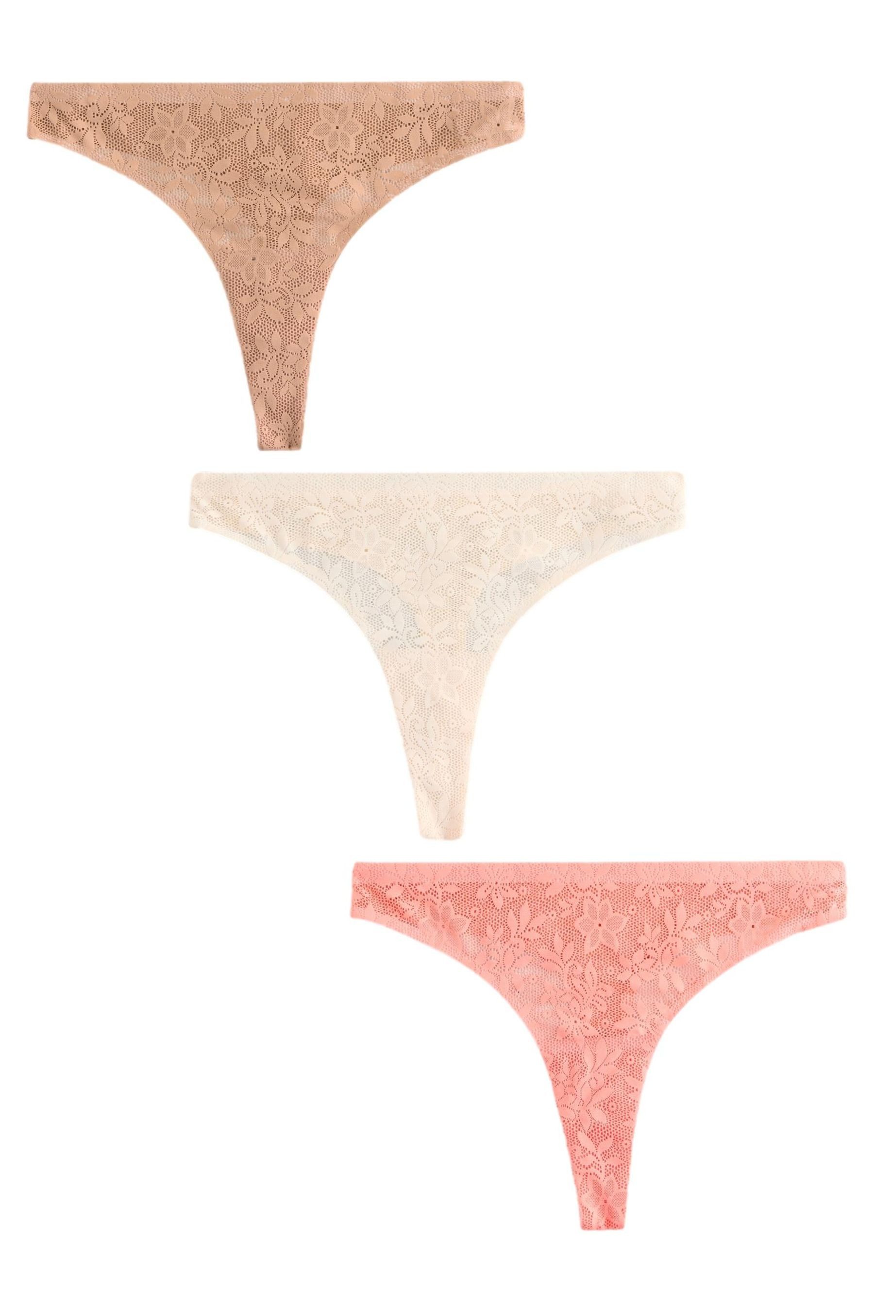 Next String Nahtlose Spitzen-Tangaslips im 3er-Pack (3-St)