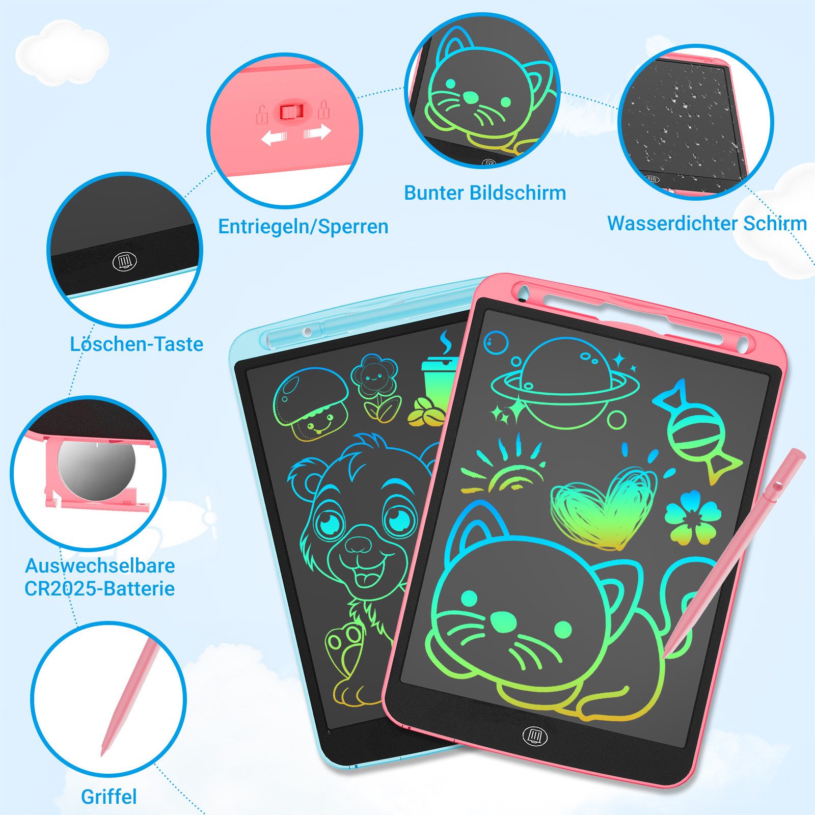 Comfy Mate Zaubertafel 2 Stück LCD Schreibtafel 12 Zoll Kinder Maltafel Dra günstig online kaufen