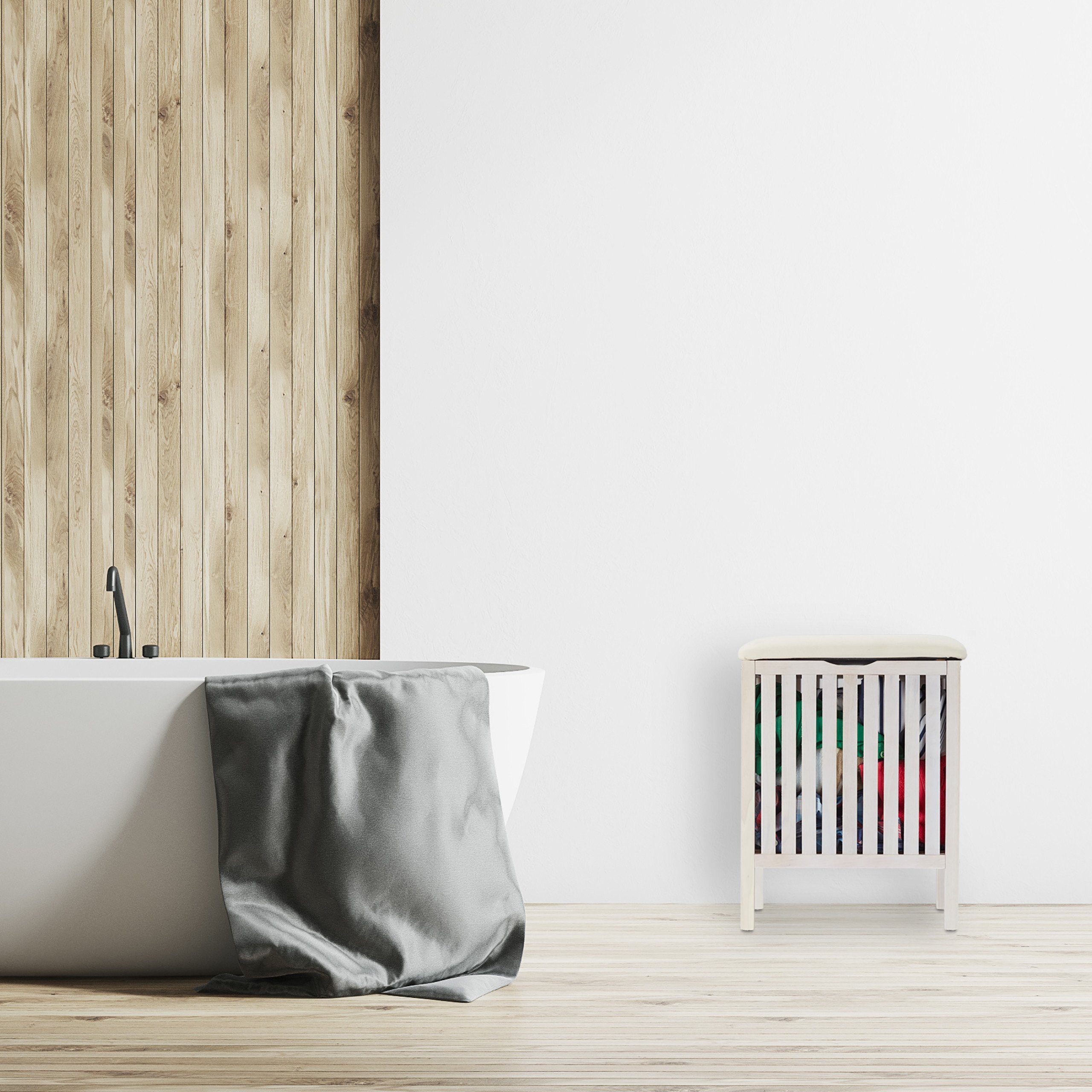 relaxdays Wäschekorb Weißer Wäschekorb mit Sitz günstig online kaufen