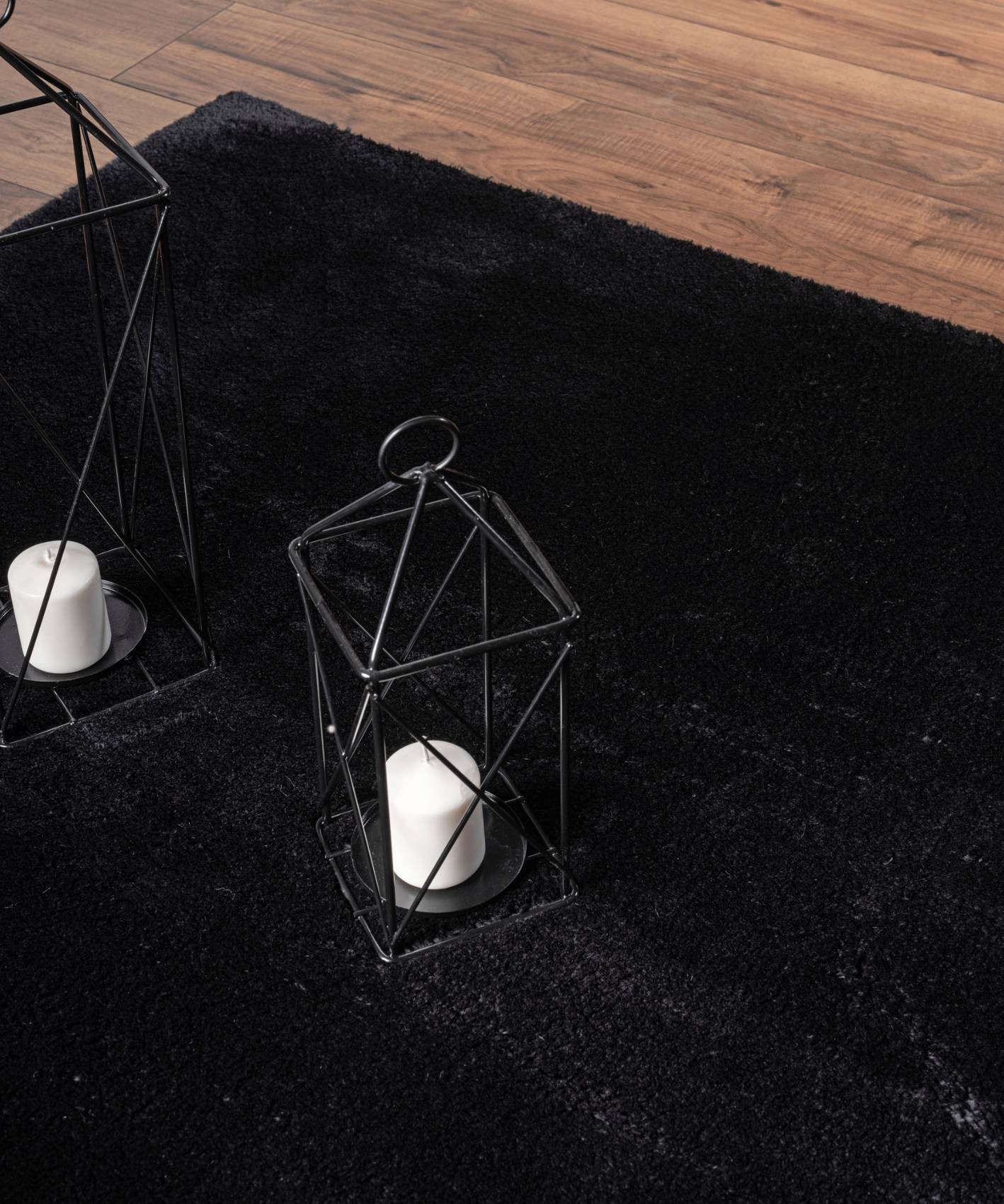 Floornovo Hochflor-Teppich Indoor Teppich Schwarz versch. Größen - rechteckig für alle Innenräume, rechteckig, Trocken- und Feuchträume