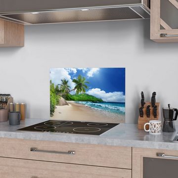 DEQORI Küchenrückwand 'Tropische Strandkulisse', Glas Spritzschutz Badrückwand Herdblende