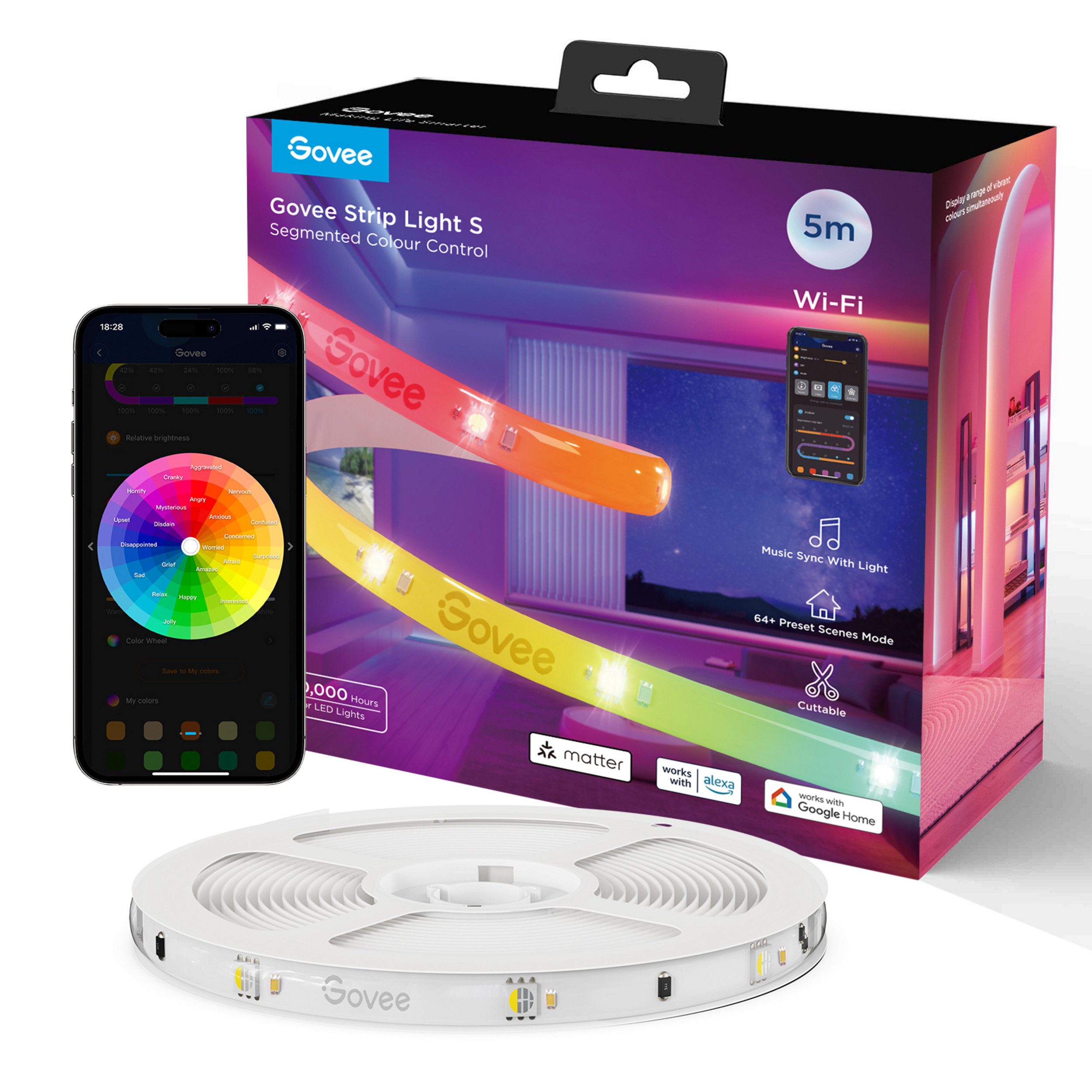 Govee LED Lichtleiste Govee RGBIC Strip Light S - With Protective Coating (5M)