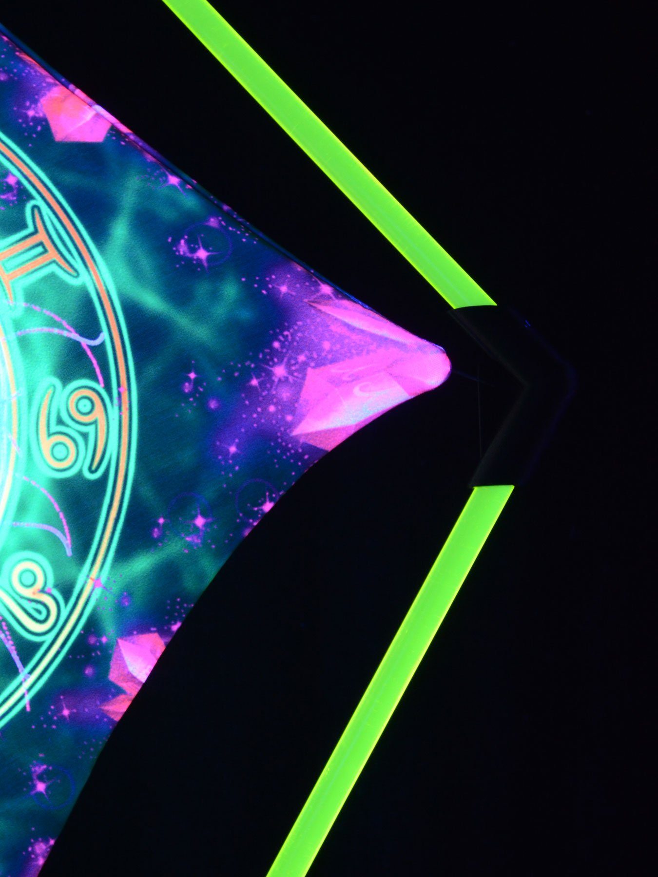 Wanddekoobjekt Schwarzlicht Green" 90x63cm, Grün "Zodiac Schwarzlicht unter Signs UV-aktiv, Dekoobjekt snap-2gether leuchtet PSYWORK