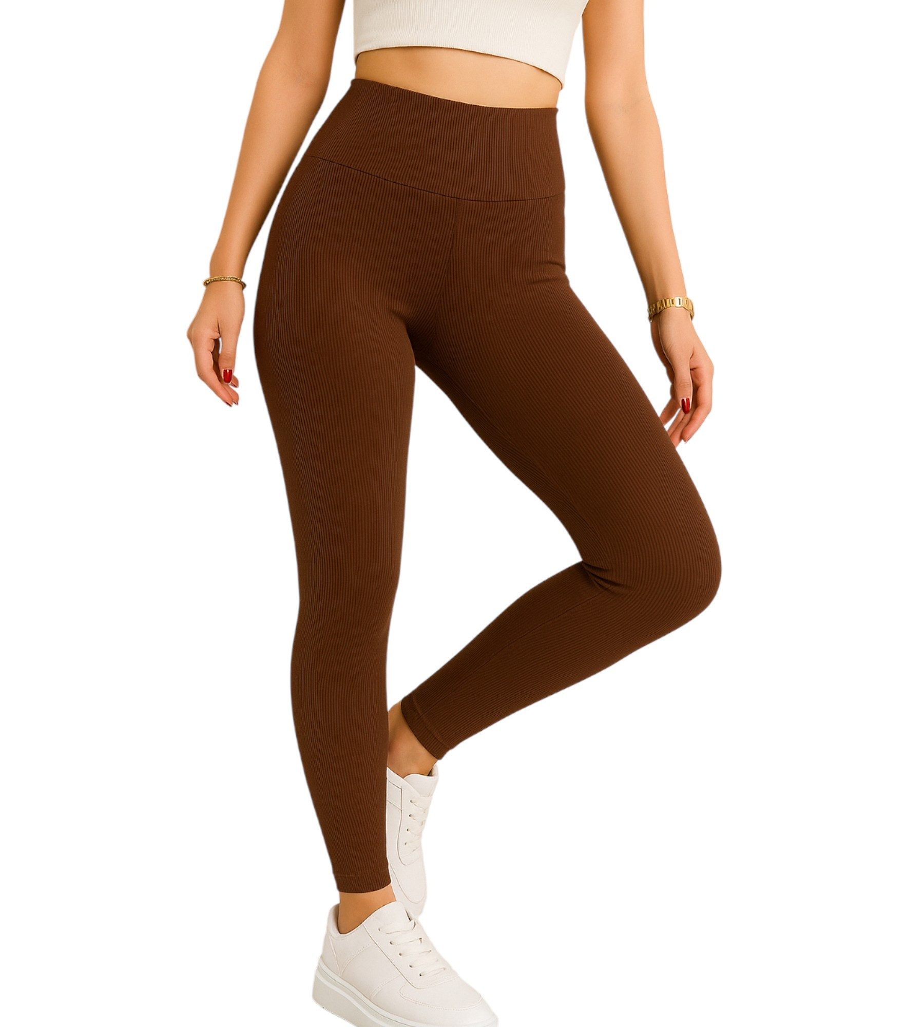 fashionshowcase Leggings Damen Sport-Tights mit Shaping-Effekt und engem hohem Bund Hohe Taille für zusätzlichen Komfort