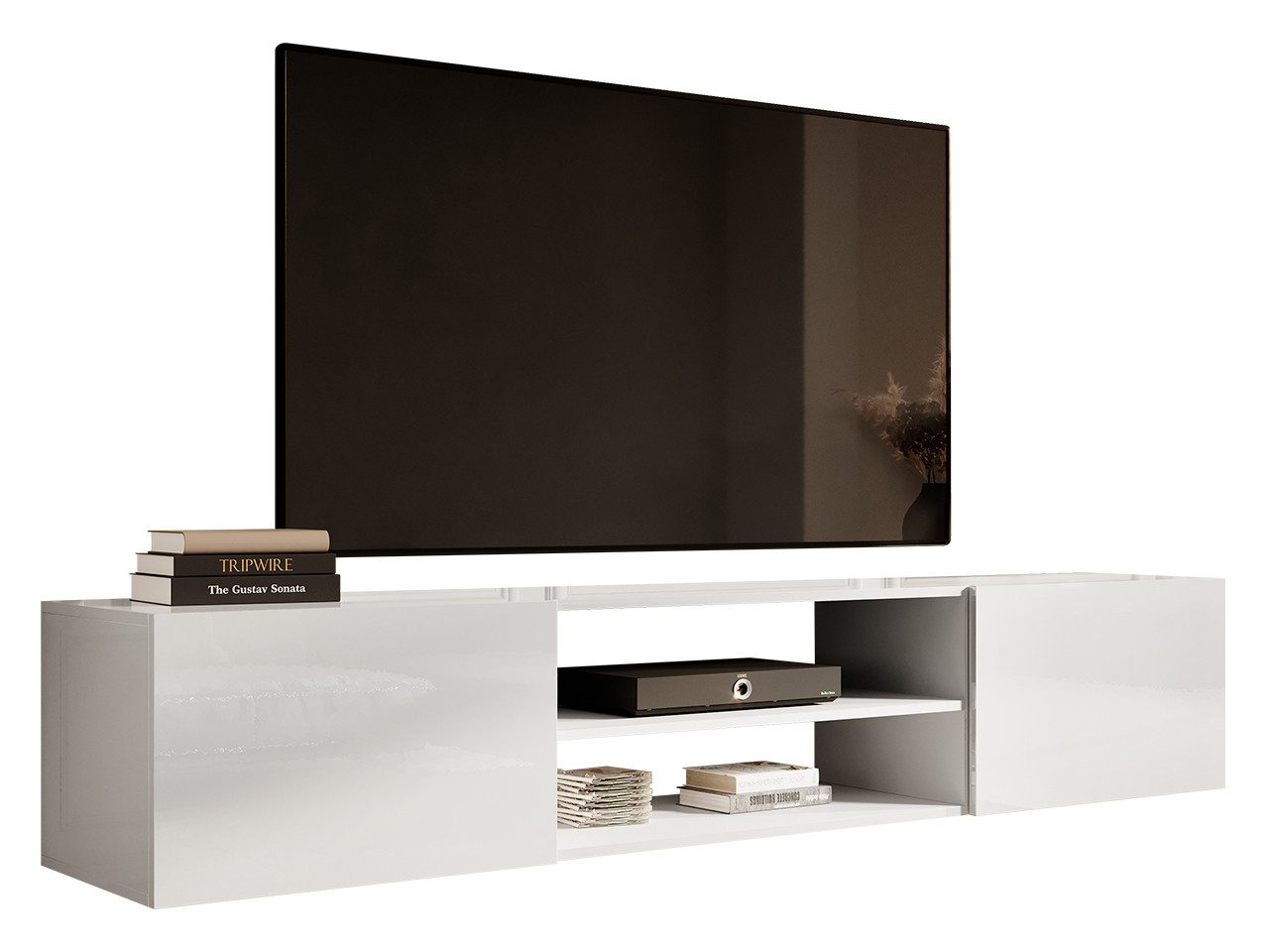 MIRJAN24 TV-Schrank Slide 200K (Zwei Klappen öffnet sich nach unten) Griffloses Öffnungssystem push to open