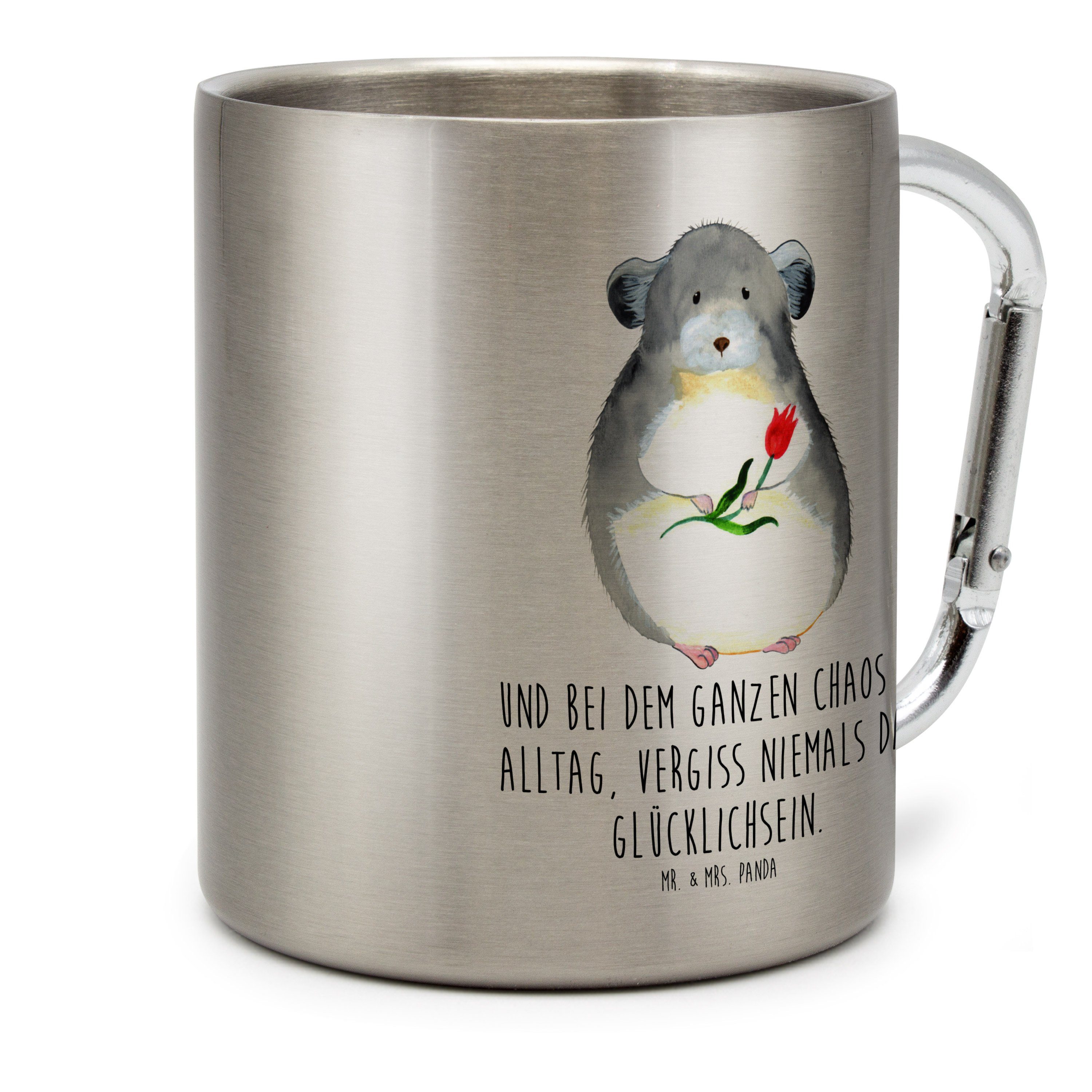 Mr. & Mrs. Panda Tasse Chinchilla Blume, Teetasse, Transparent, Chinchillas, Kummer, thermot, Edelstahl, Edelstahl-Thermobecher Isolierbecher Glücklichsein