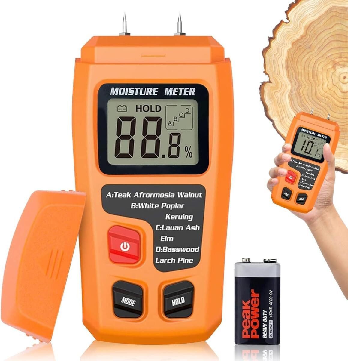 FELIXLEO Hygrometer Feuchtemessgerät für Wand Holz Mauerwerk einfach Feuchtigkeit messen, (5-St)