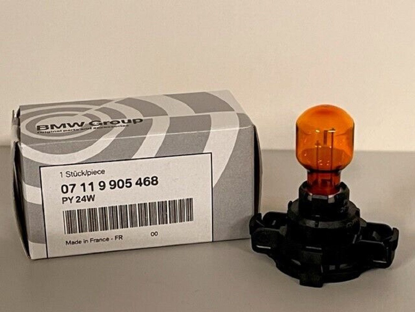 BMW Лампыfassung BMW Glühlampe Blinkleuchte PY24W Gelb 3er 4er 5er X3 X4 X5 07119905468, (1-St)
