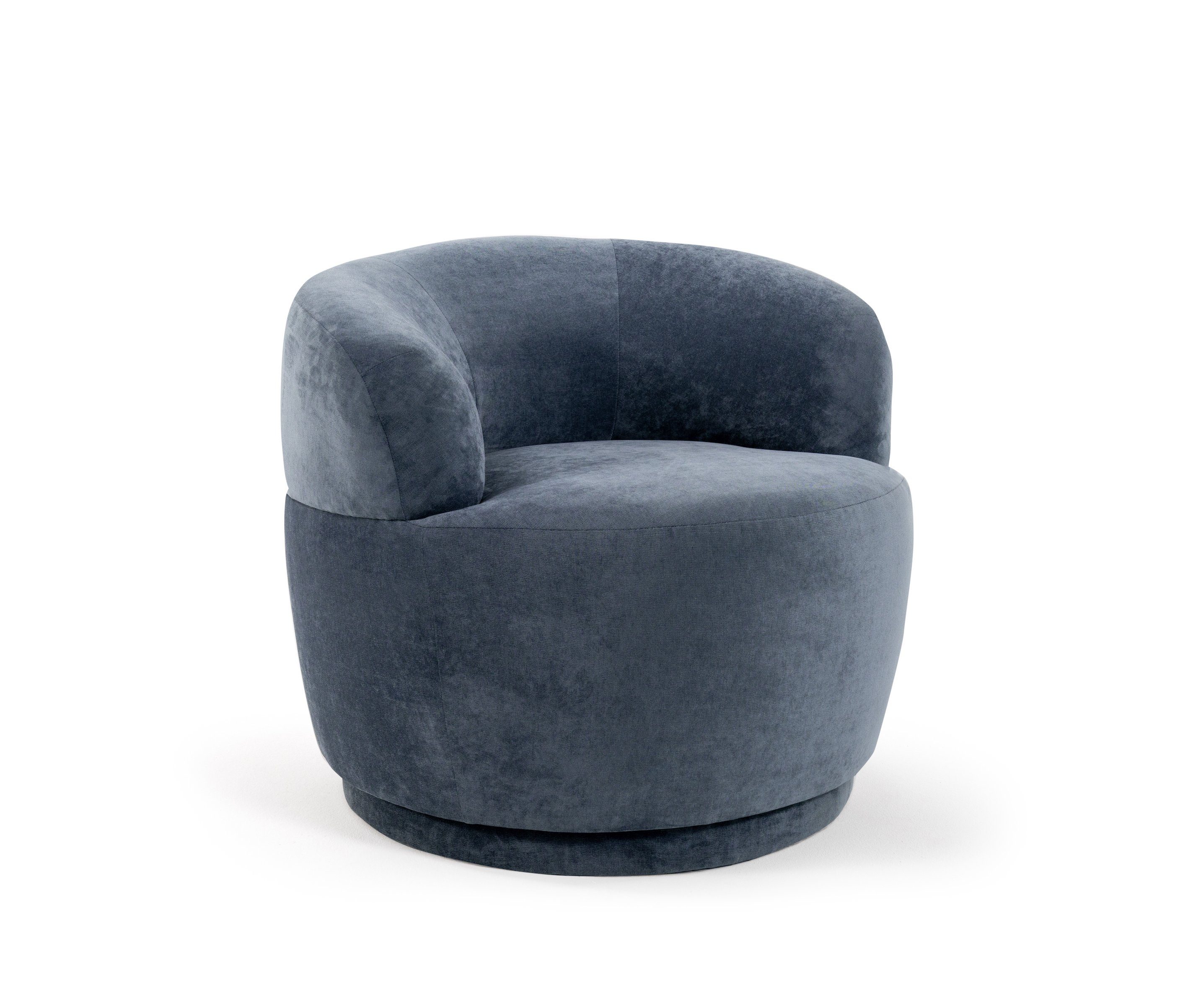 AMARIS Elements Drehsessel Sessel 'Pitt' rund Samt od. Stoff-Bezug Wohnzimmer drehbar 360 Grad, Die perfekte Ergänzung zu unseren Sofas Blau