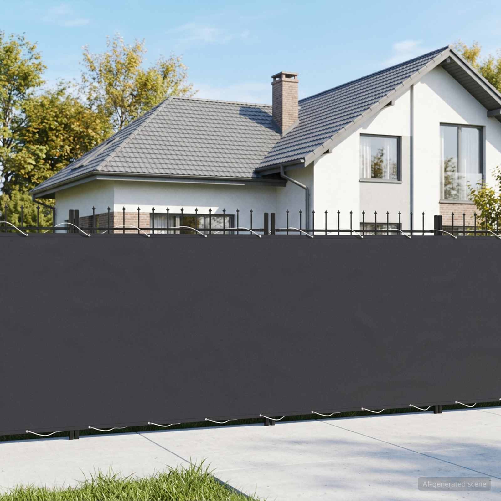 vidaXL Balkonsichtschutz Balkon-Sichtschutz 1,8 x 15 m Stoff mit PU-Beschichtung Schwarz (1-St)