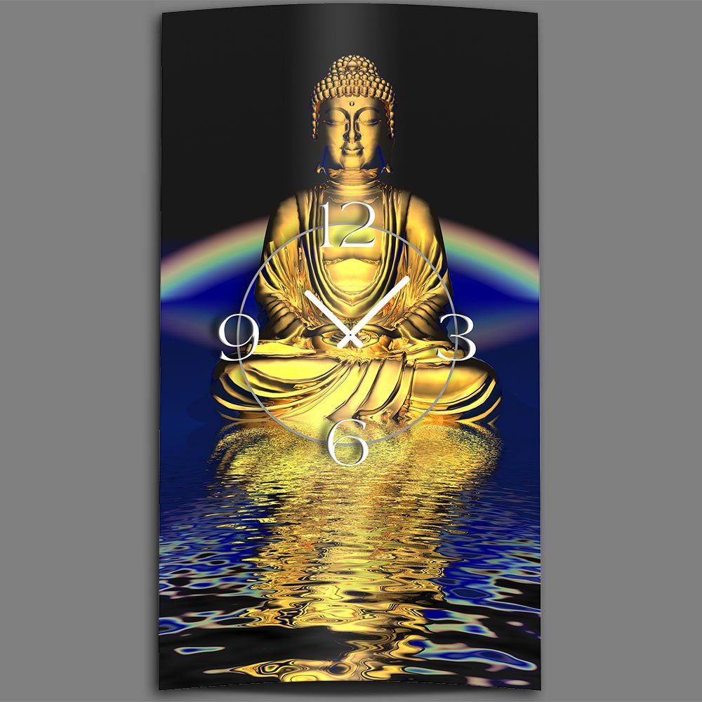 dixtime Wanduhr Motiv Buddha Zen Designer Wanduhr modernes Wanduhren Design leise (Einzigartige 3D-Optik aus 4mm Alu-Dibond)