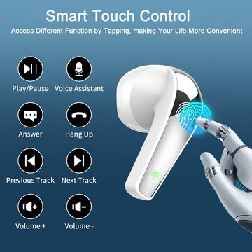 Ordtop Bluetooth 5.3 Neue wireless In-Ear-Kopfhörer (Klarer Sound, Lange Spielzeit, Bluetooth, ENC Noise Cancelling mit USB-C, 40H Tiefer Bass, Wasserdicht Ohrhörer)