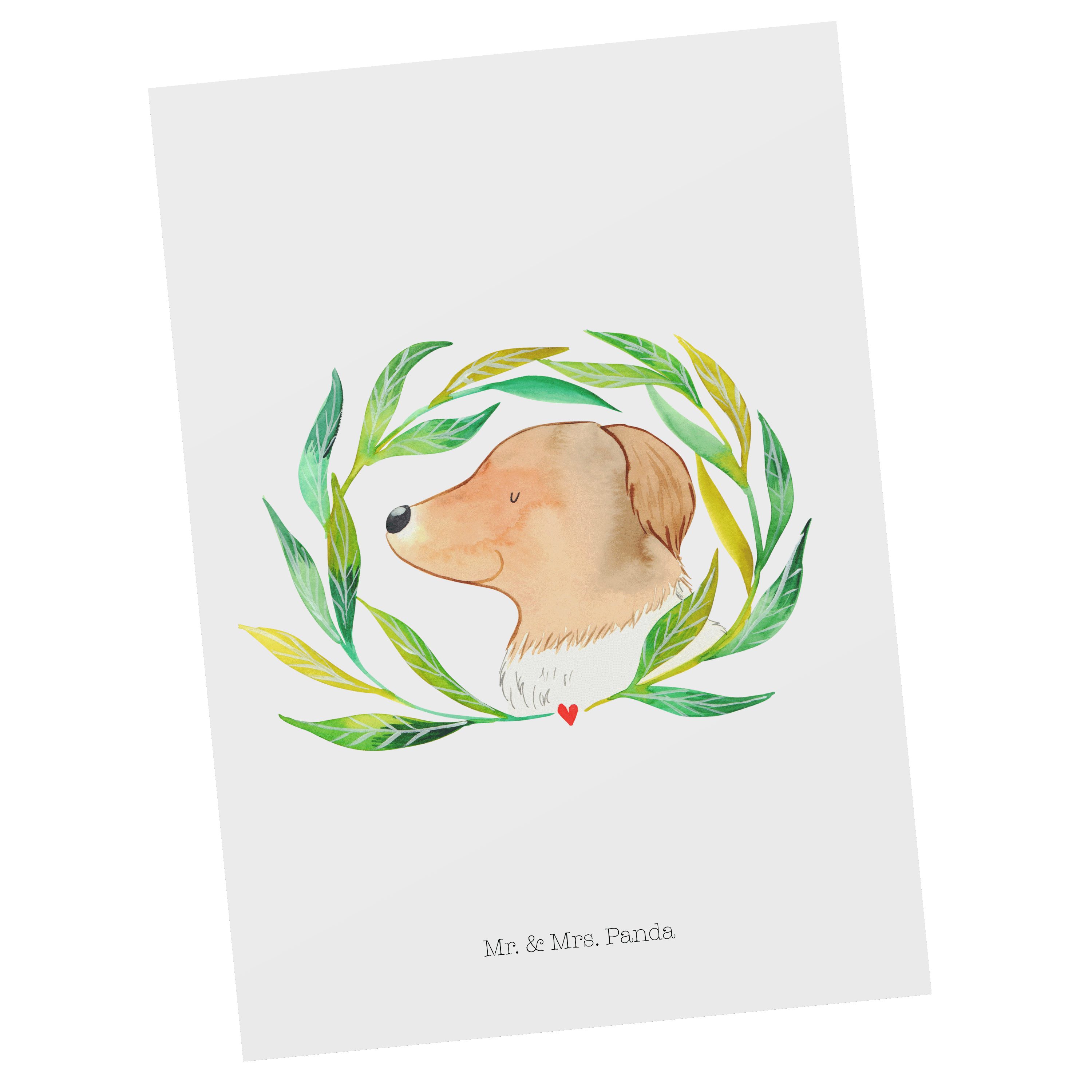 Mr. & Mrs. Panda Postkarte Hund Ranke - Weiß - Geschenk, Grußkarte, Hundemotiv, Karte, Geschenkk