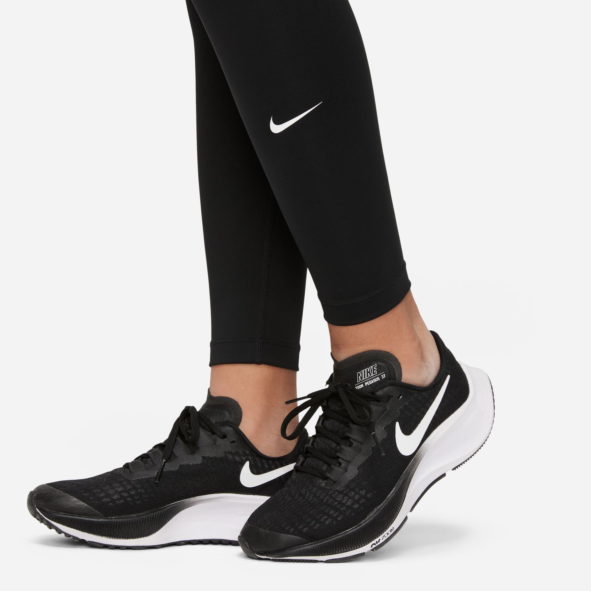Trainingstights Nike BLACK/WHITE ONE BIG (GIRLS) DRI-FIT KIDS' LEGGINGS