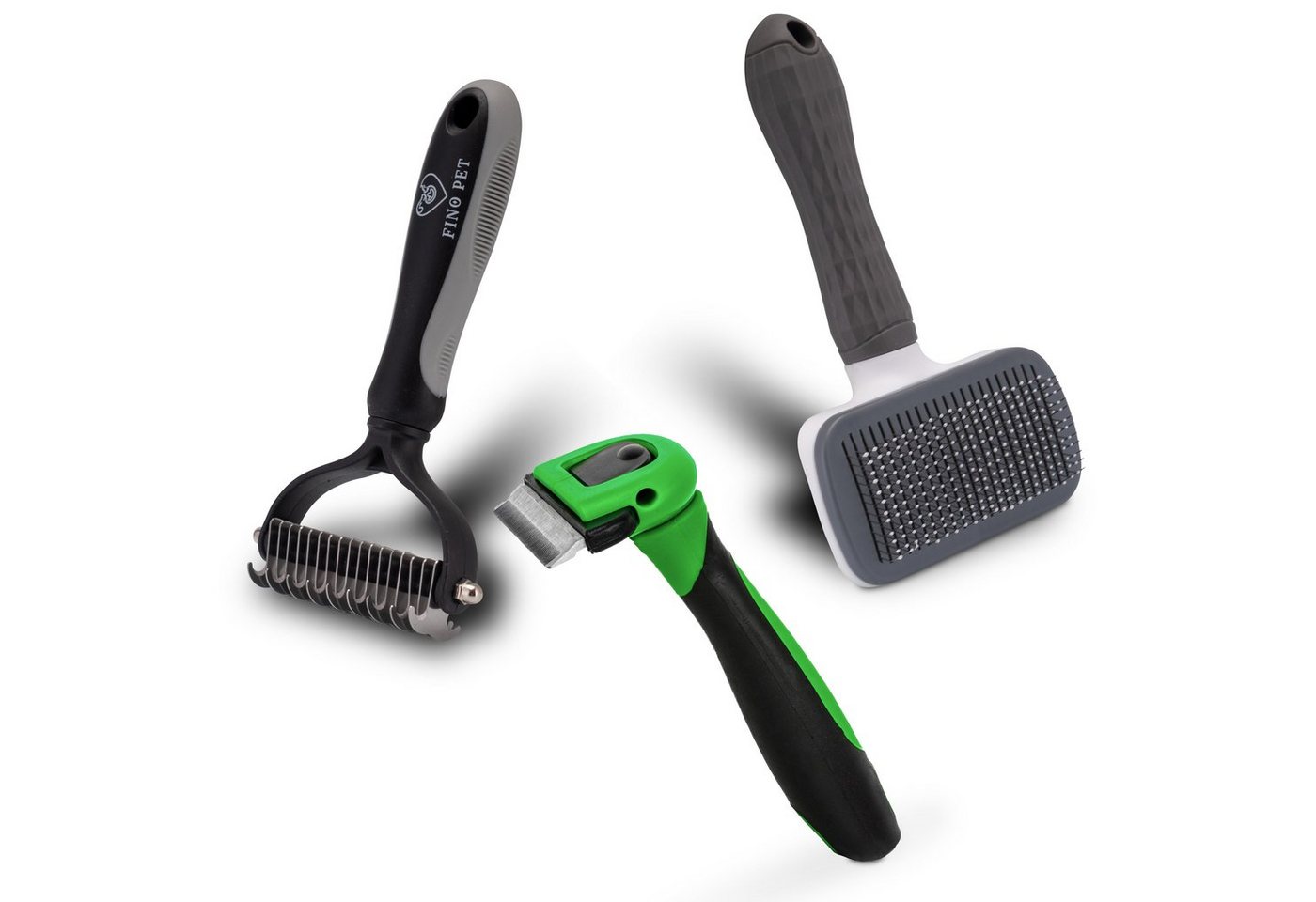 FinoPet Fellbürste FinoPet Aktions-Set mit Hundebürste Katzenbürste Entfilzungsbürsten, Edelstahl, (Langhaar Kurzhaar Unterwolle Bürsten, Tierhaarentferner, Hunde Zubehör oder Katzen Zubehör im Set Hundebürsten Katzenbürsten, 3-tlg), Langhaar, Kurzhaar, U