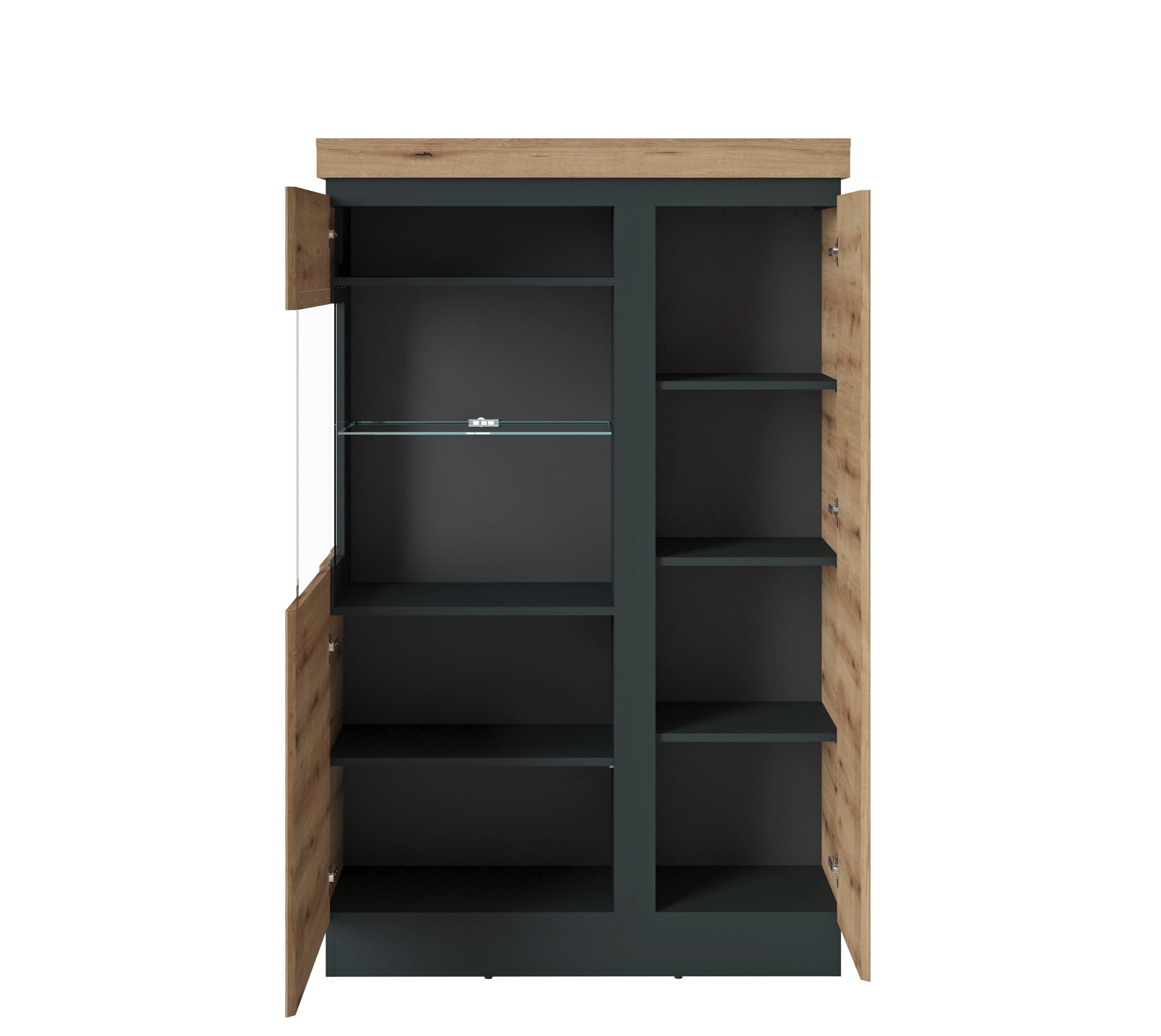 freiraum Glasvitrine CORTE in Coast Evoke Eiche Dekor - 103,5x163,5x40 (BxH günstig online kaufen