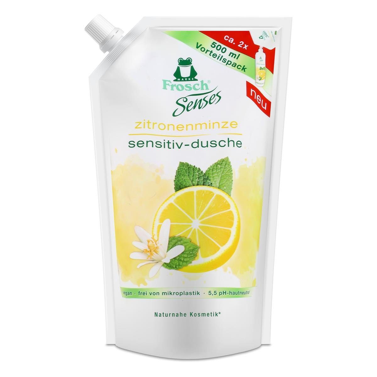 FROSCH Duschcreme Frosch Senses Sensitiv Dusche Zitronenminze 500ml Nachfüller (1er Pack