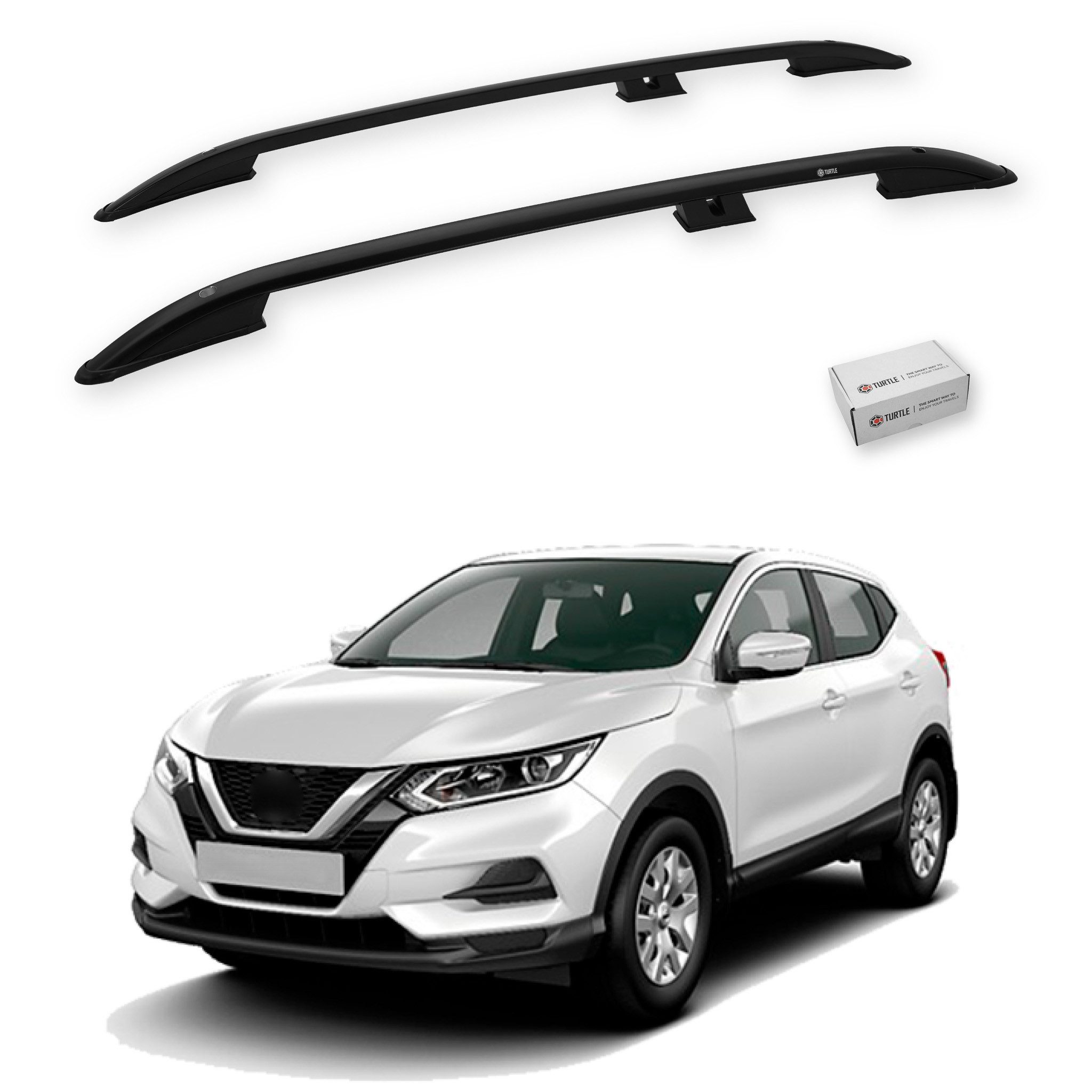 TURTLE Dachbox-Halterung TURTLE kompatibel mit Nissan Qashqai (J11) 2014-2020 Crown Dachreling
