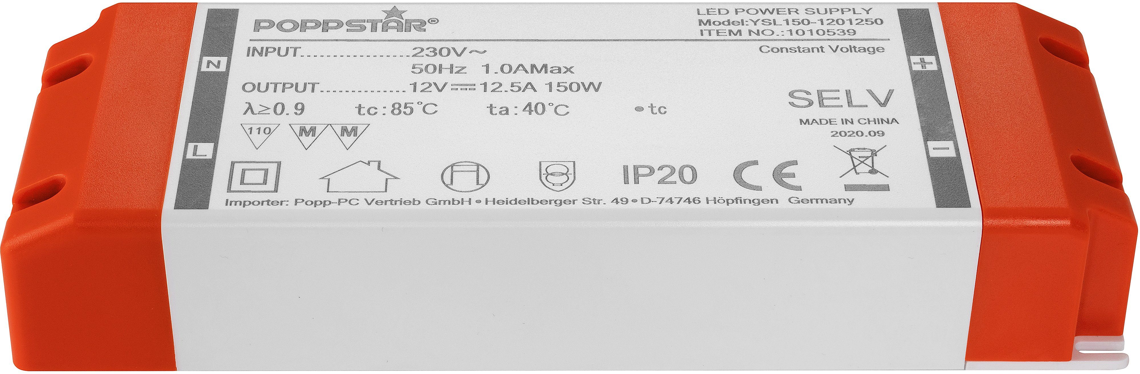 1,5 150 / Trafo 12V 230V LED LEDs) für bis Trafo AC 12,5A Poppstar (12V W Watt DC LED Transformator