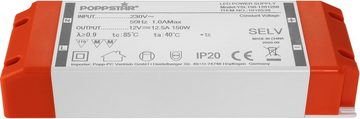 Poppstar LED Trafo Transformator 230V AC / 12V DC LED Trafo (12V 12,5A für 1,5 W bis 150 Watt LEDs)