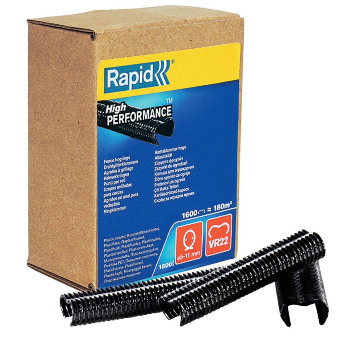 Rapid Verschlussklammer VR22 Zaun-Ringklammern Schwarz 5-11mm 1600 Stk. 40017338 (1600-tlg), für FP20 und FP222